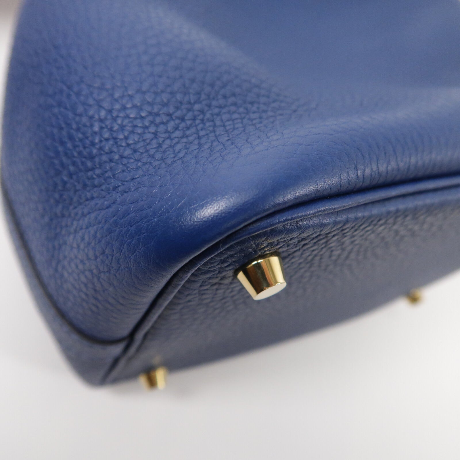 HERMES Clemence皮革Picotin PM手挽袋Deep Blue