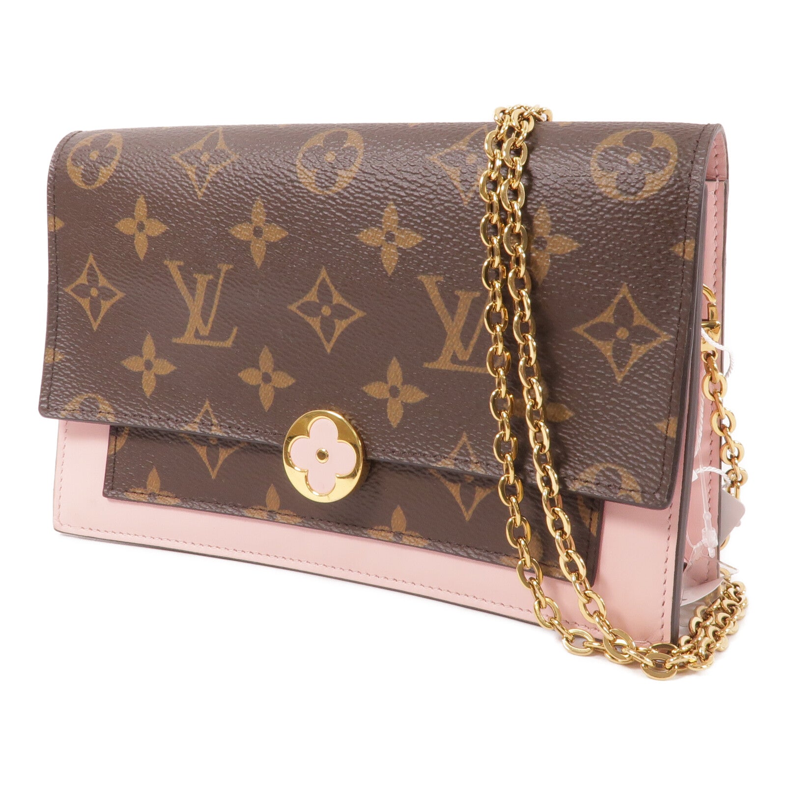 LOUIS VUITTON Monogram Flore Chain Wallet鏈帶肩背袋