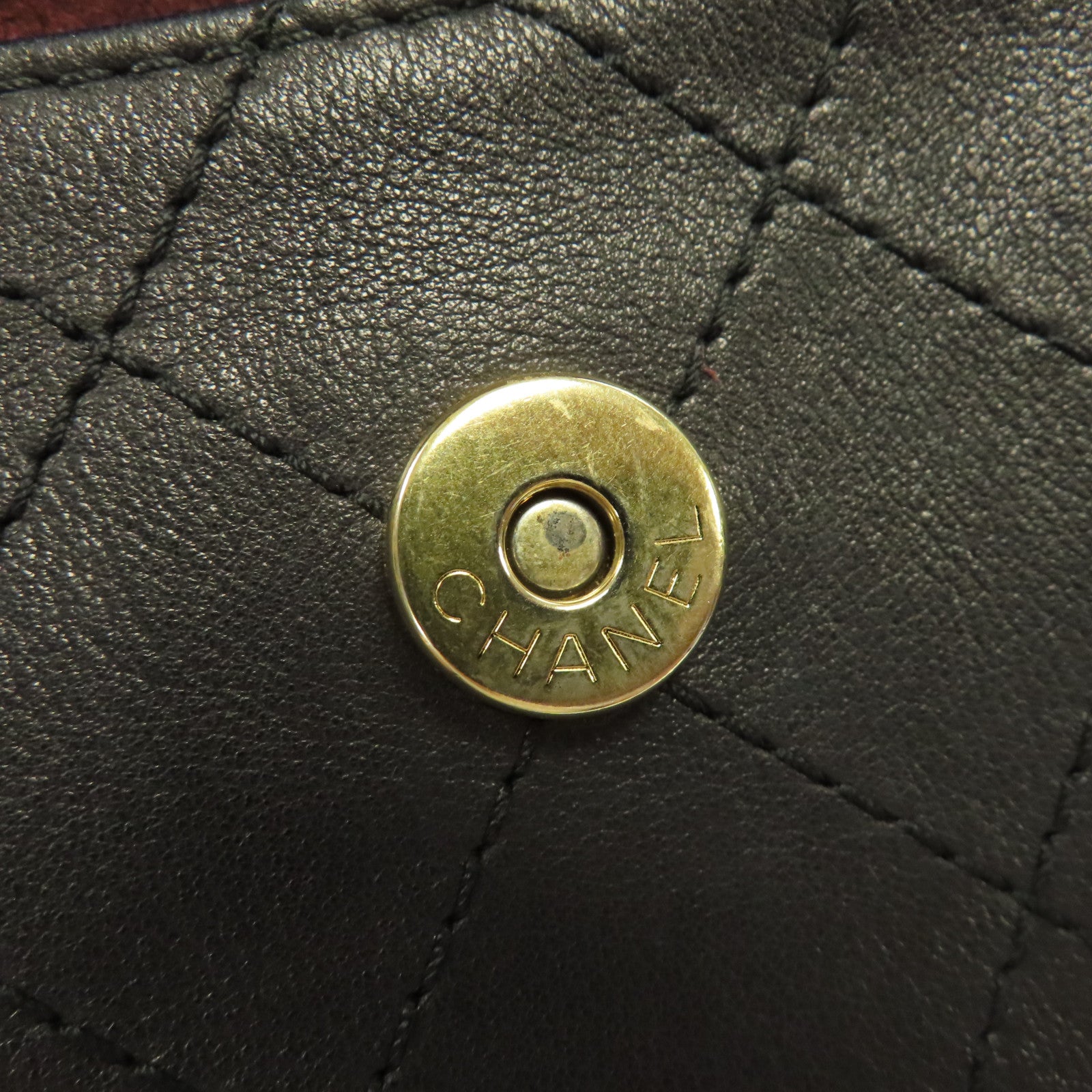 CHANEL 菱格牛皮皮革Shoulder Bag金扣肩背袋黑色