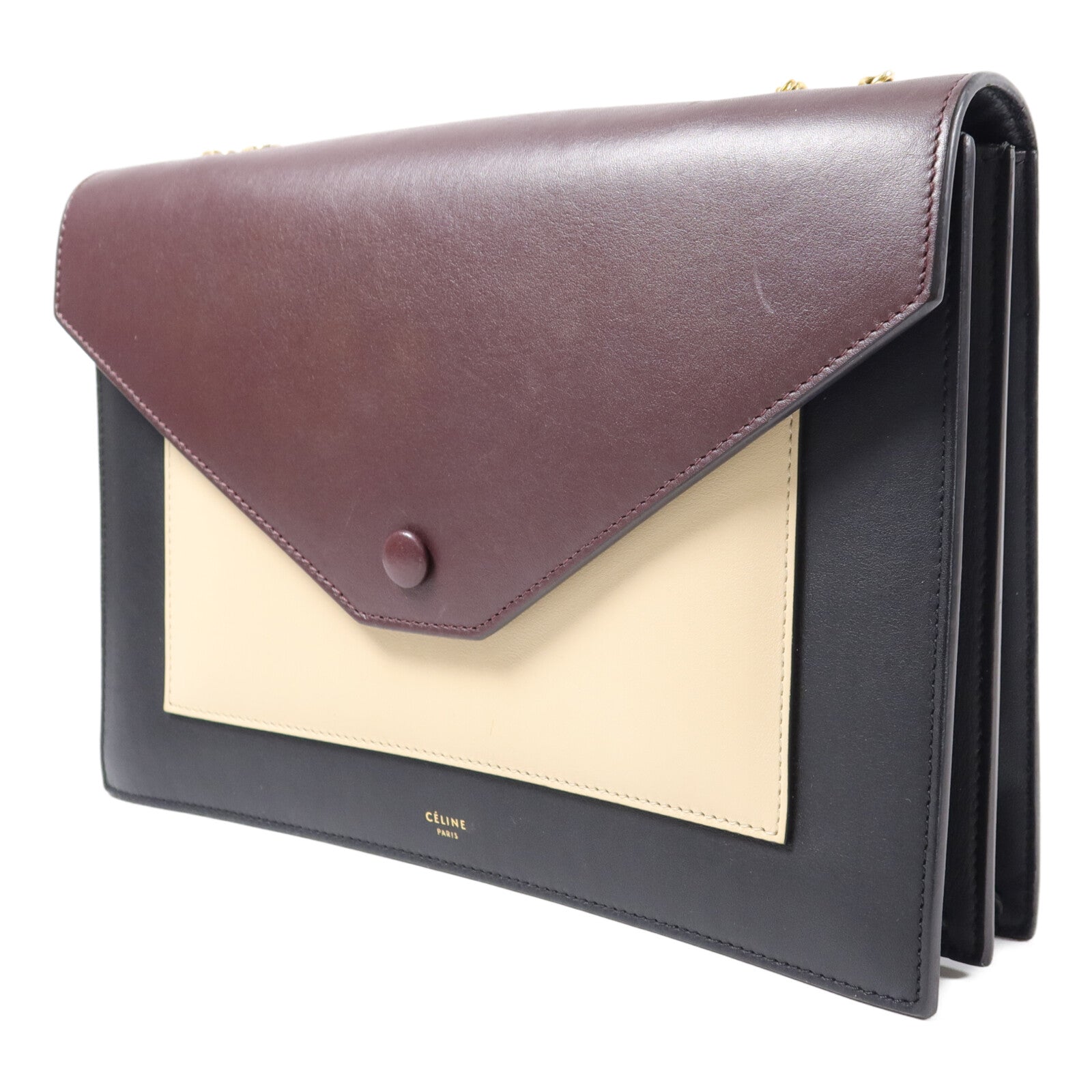 CELINE 牛皮皮革Pocket Envelope WOC鏈帶肩背袋