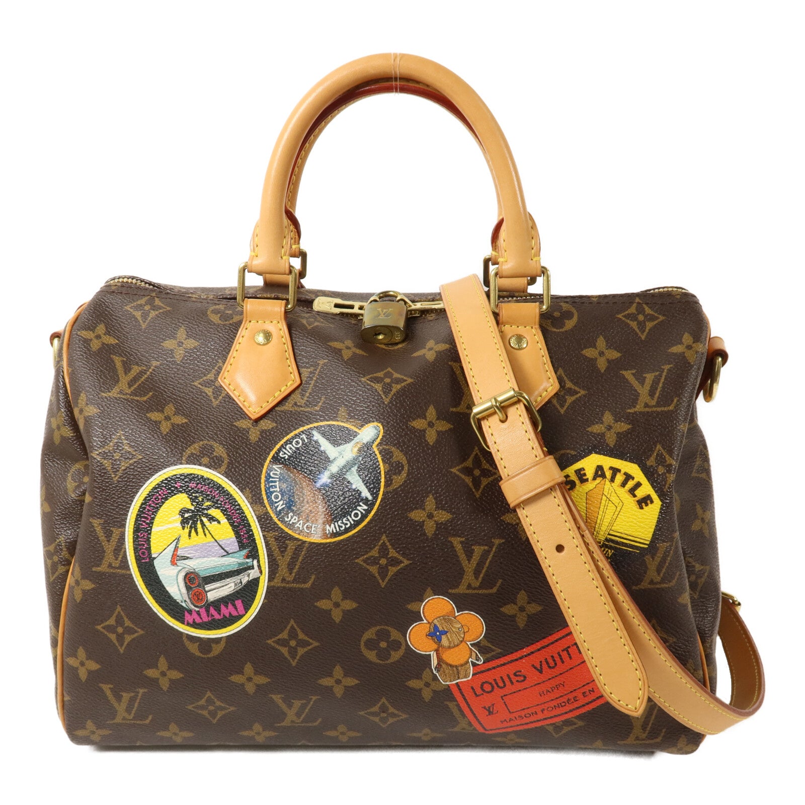 LOUIS VUITTON Monogram World Tour Speedy Bandouliere 30手挽肩背兩用袋
