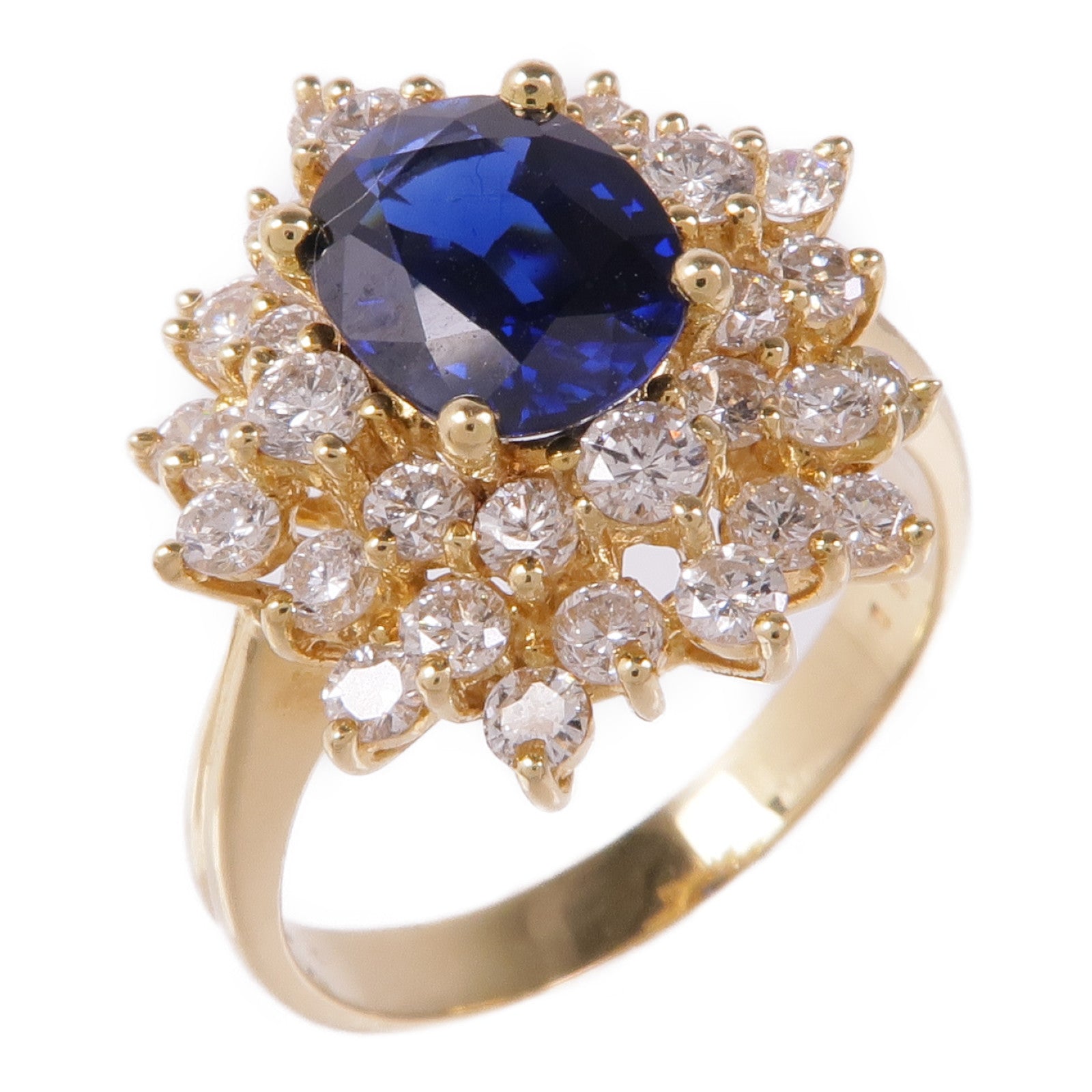 JEWELRY 【激減優惠】18K黃金Sapphire/Diamond Ring藍寶石/鑽石戒指US#9