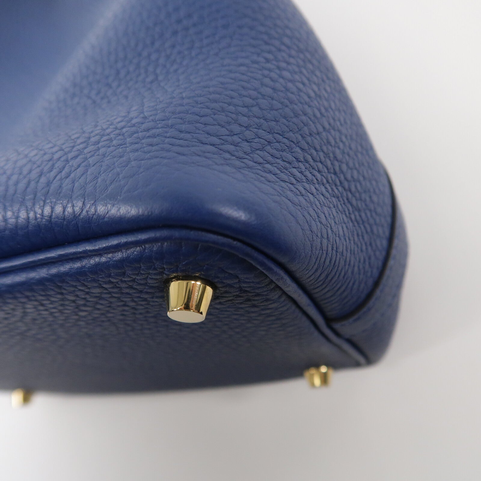 HERMES Clemence皮革Picotin PM手挽袋Deep Blue