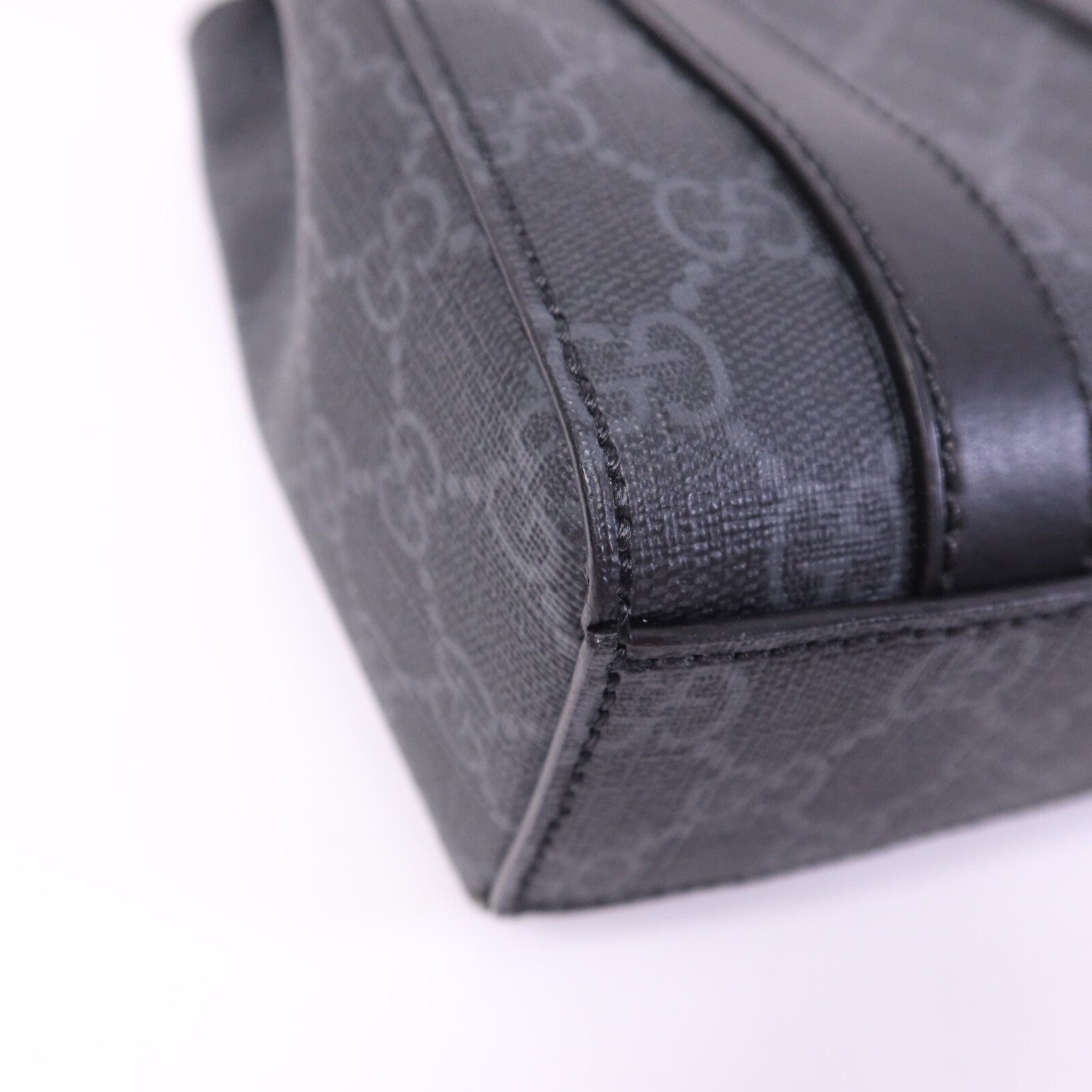 GUCCI 塗層帆布GG Supreme Mini銀扣手挽肩背兩用袋