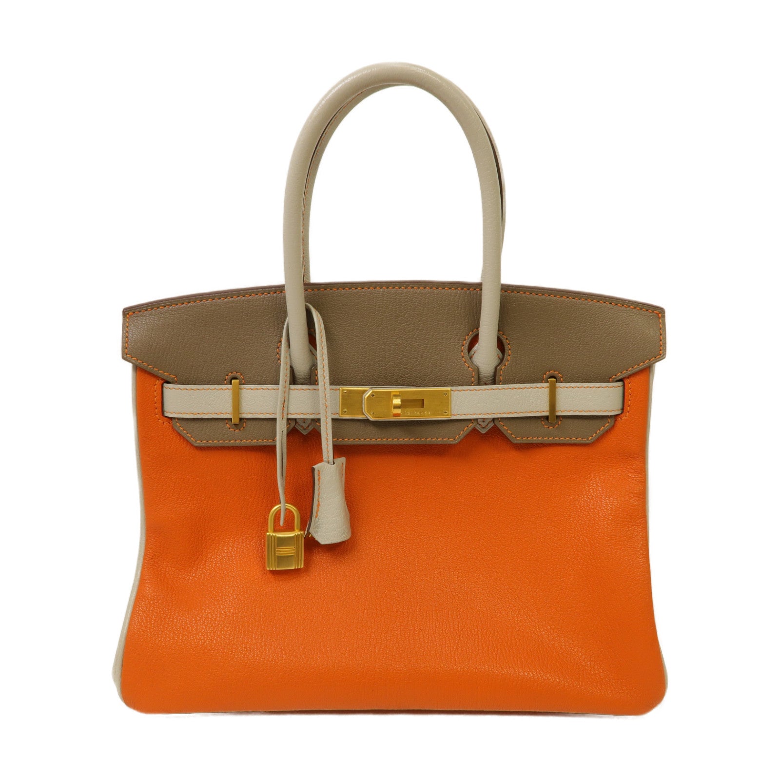 HERMES Chevre皮革Birkin 30金扣手挽袋大象灰色