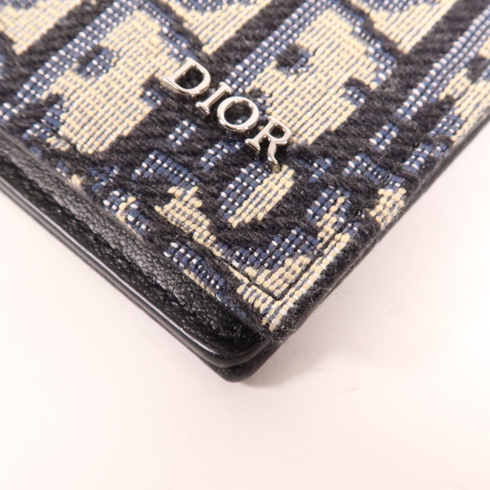 Dior 牛皮皮革/帆布Saddle Bifold Wallet銀扣錢包