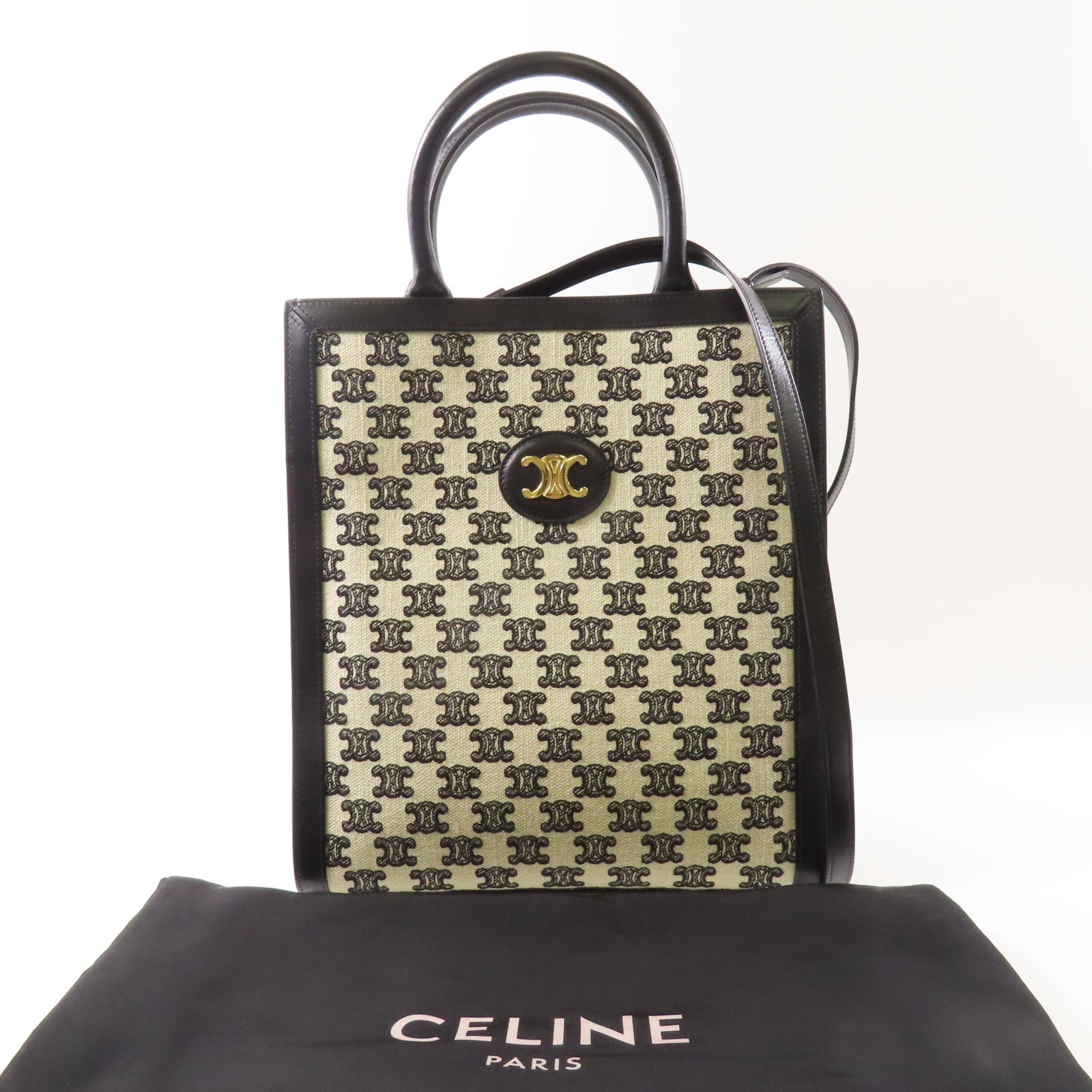 CELINE 【激減優惠】帆布/皮革2 Way Bag金扣手挽肩背兩用袋