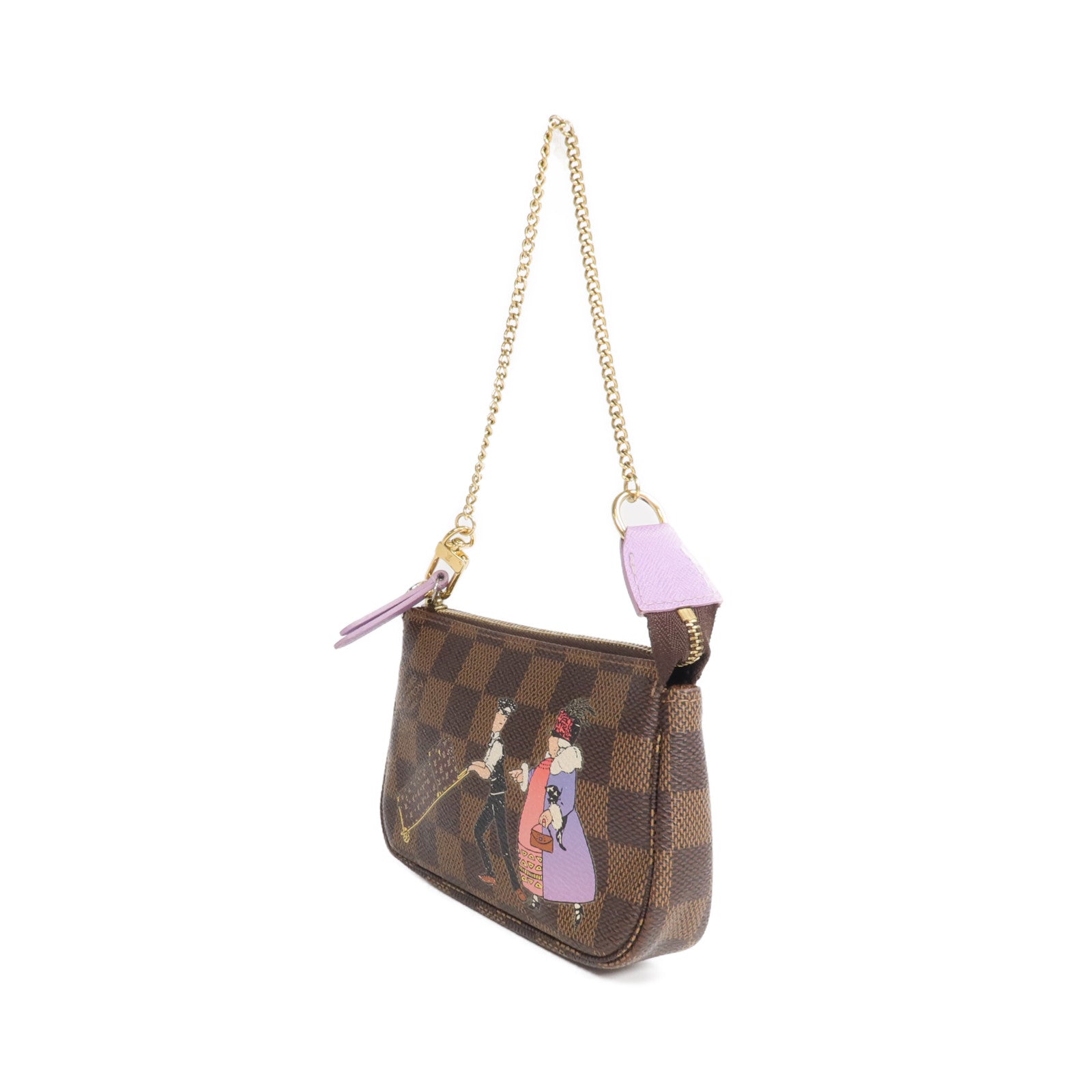 LOUIS VUITTON Damier Mini Pochette Accessoire金扣拉鏈手挽袋
