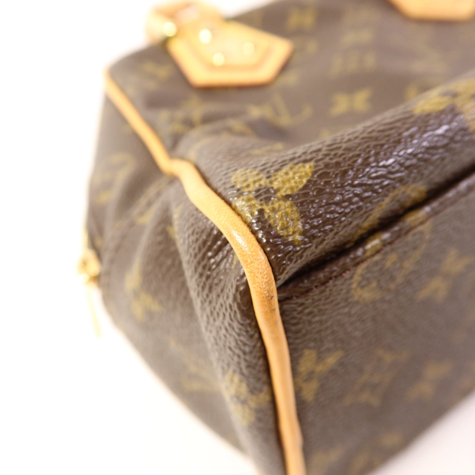 LOUIS VUITTON Monogram Manhattan PM金扣手挽袋棕色