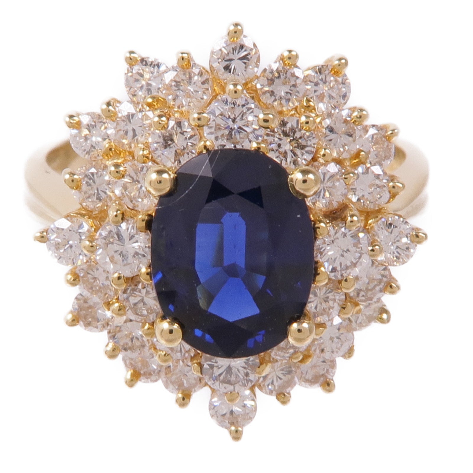 JEWELRY 【激減優惠】18K黃金Sapphire/Diamond Ring藍寶石/鑽石戒指US#9