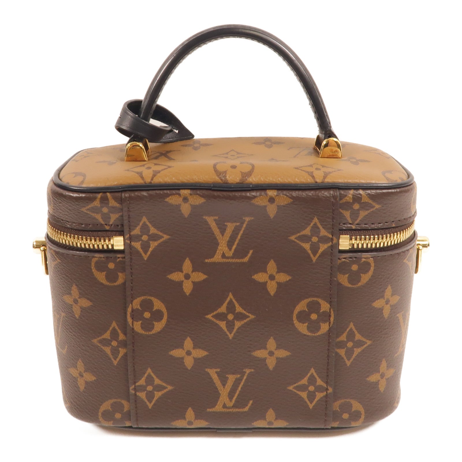 LOUIS VUITTON Monogram Reverse Vanity PM金扣手挽肩背兩用袋棕色