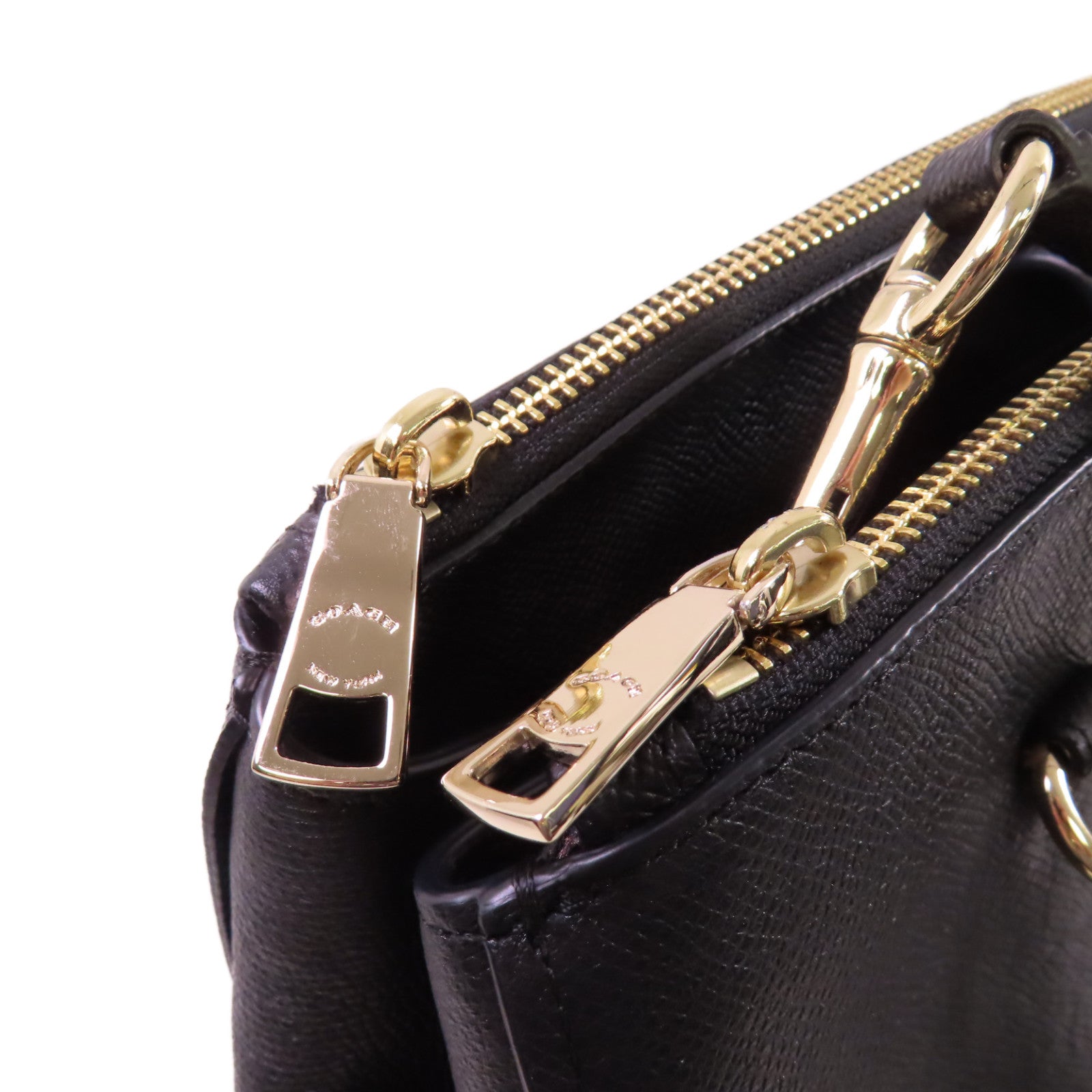 COACH 牛皮皮革2Way Shoulder Bag金扣手挽肩背兩用袋黑色