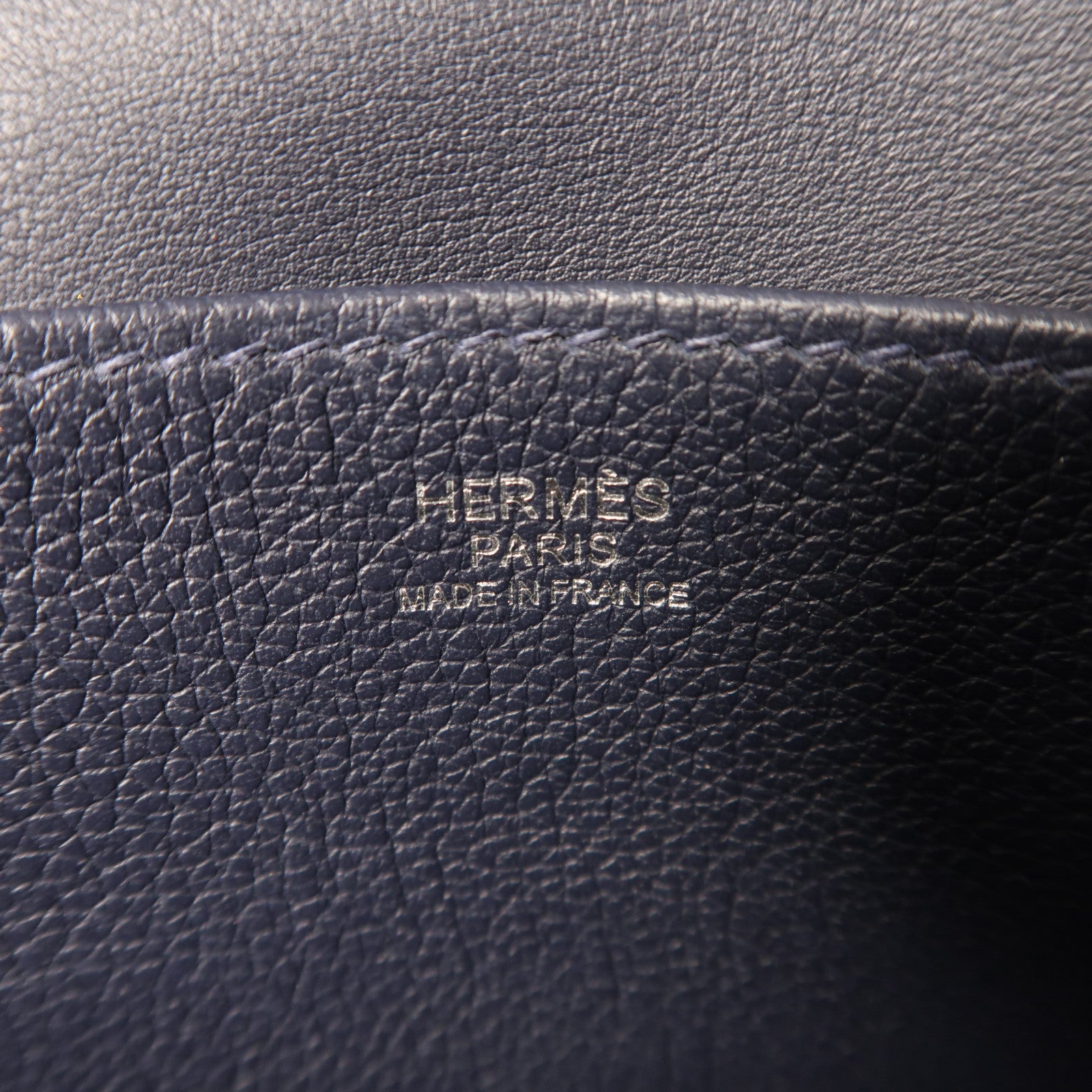 HERMES Evercolor皮革Halzan 25銀扣手挽肩背兩用袋Bleu Nuit