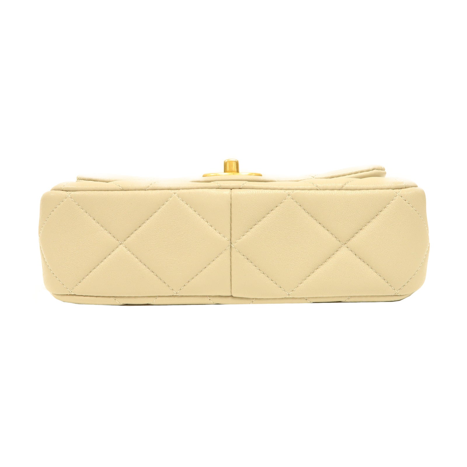 CHANEL 菱格羊皮皮革Chain Shoulder金扣鏈帶肩背袋灰色