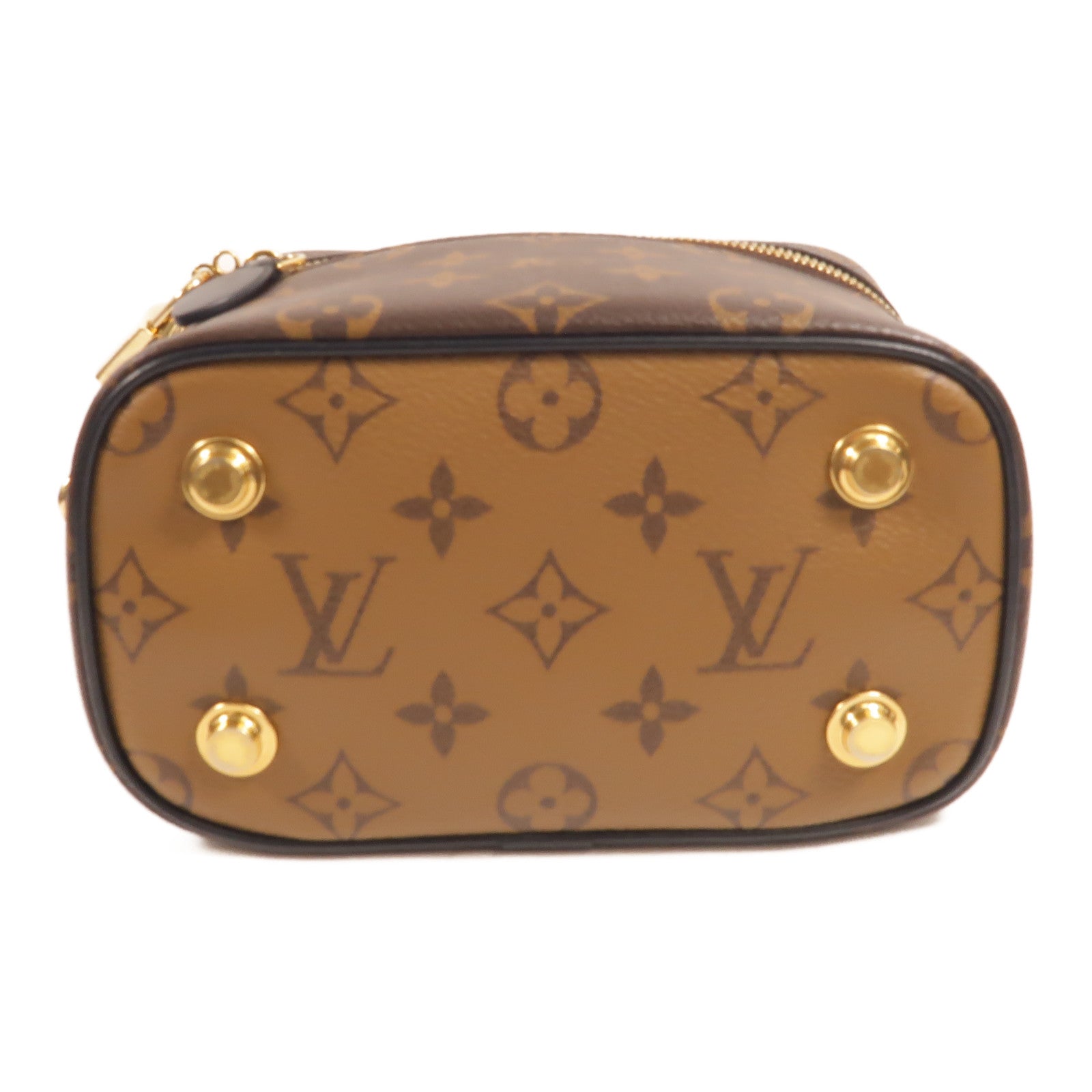 LOUIS VUITTON Monogram Reverse Vanity PM金扣手挽肩背兩用袋棕色