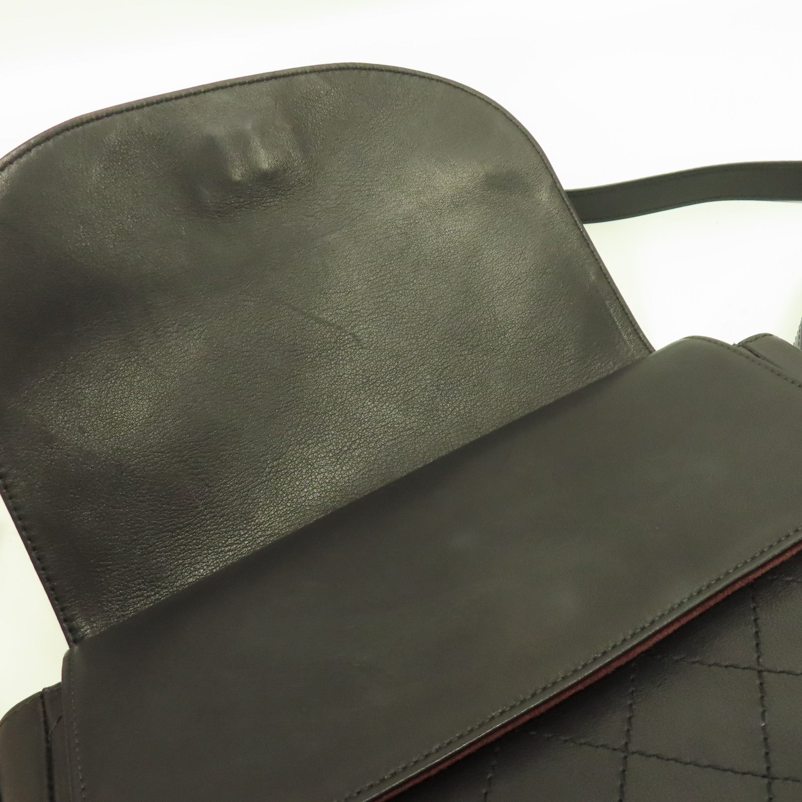 CHANEL 菱格牛皮皮革Shoulder Bag金扣肩背袋黑色