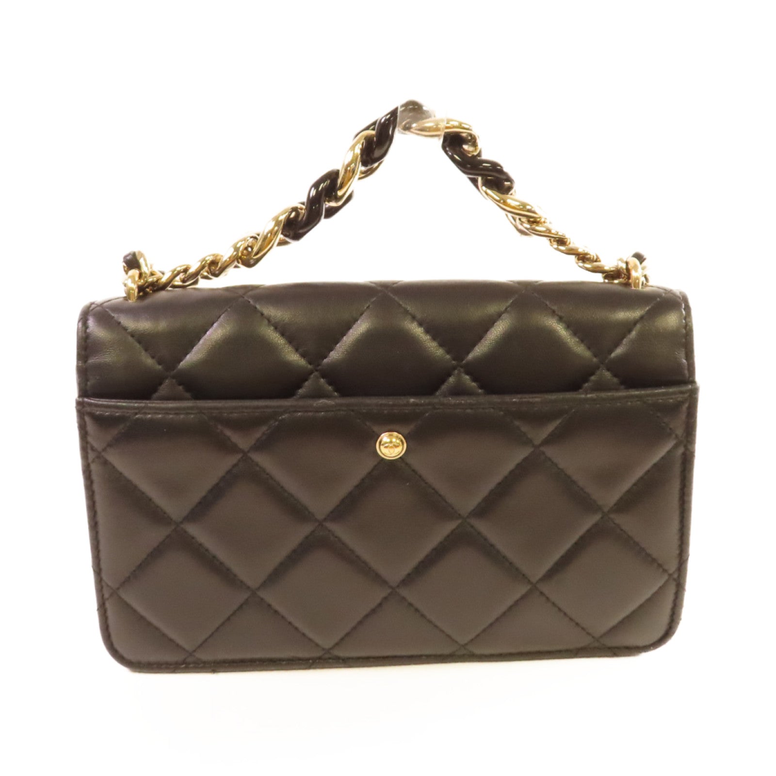 CHANEL 菱格羊皮皮革WOC 2Way Chain Shoulder Bag金扣手挽肩背兩用袋黑色