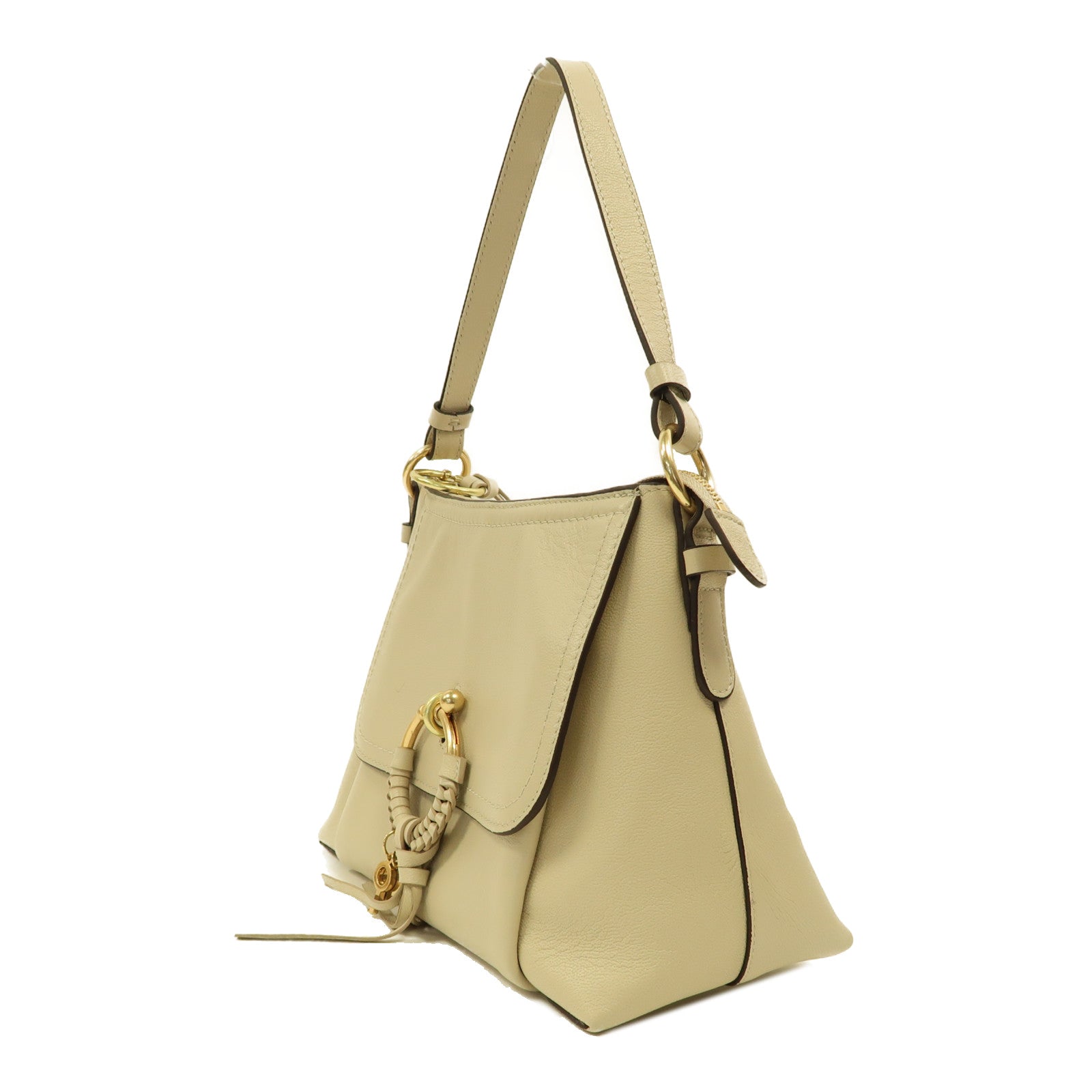 SEE BY CHLOE 牛皮皮革Shoulder Bag金扣手挽肩背兩用袋米色