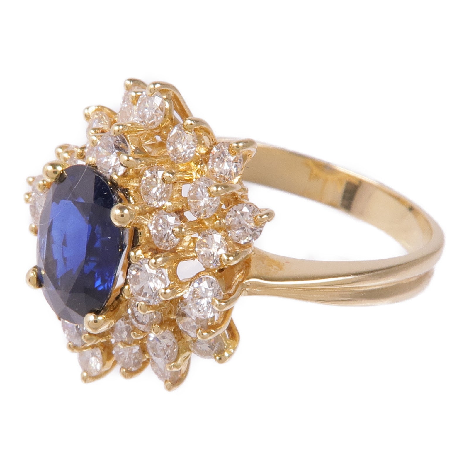 JEWELRY 【激減優惠】18K黃金Sapphire/Diamond Ring藍寶石/鑽石戒指US#9