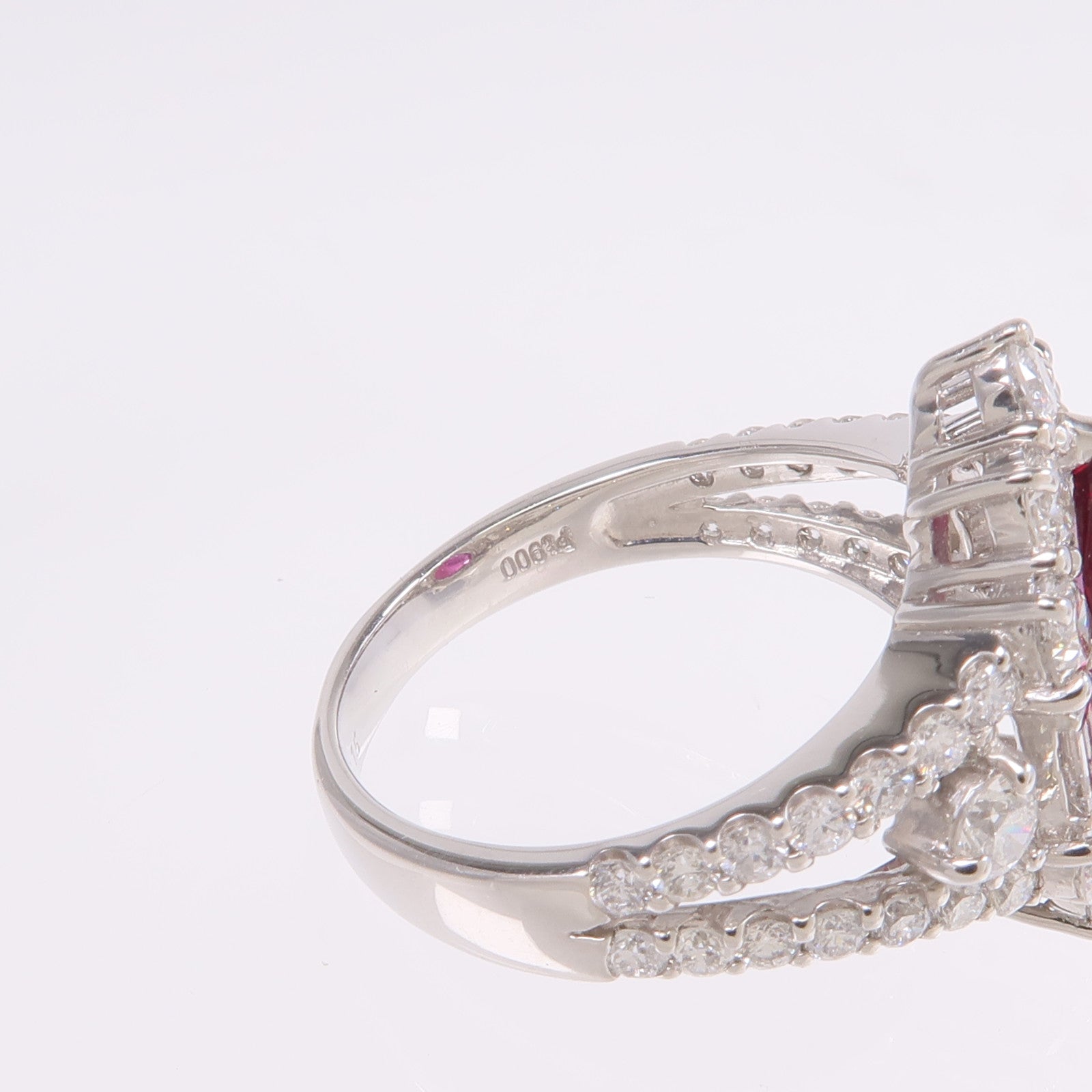 JEWELRY PT900鉑金Ruby Diamond Ring紅寶石/鑽石戒指