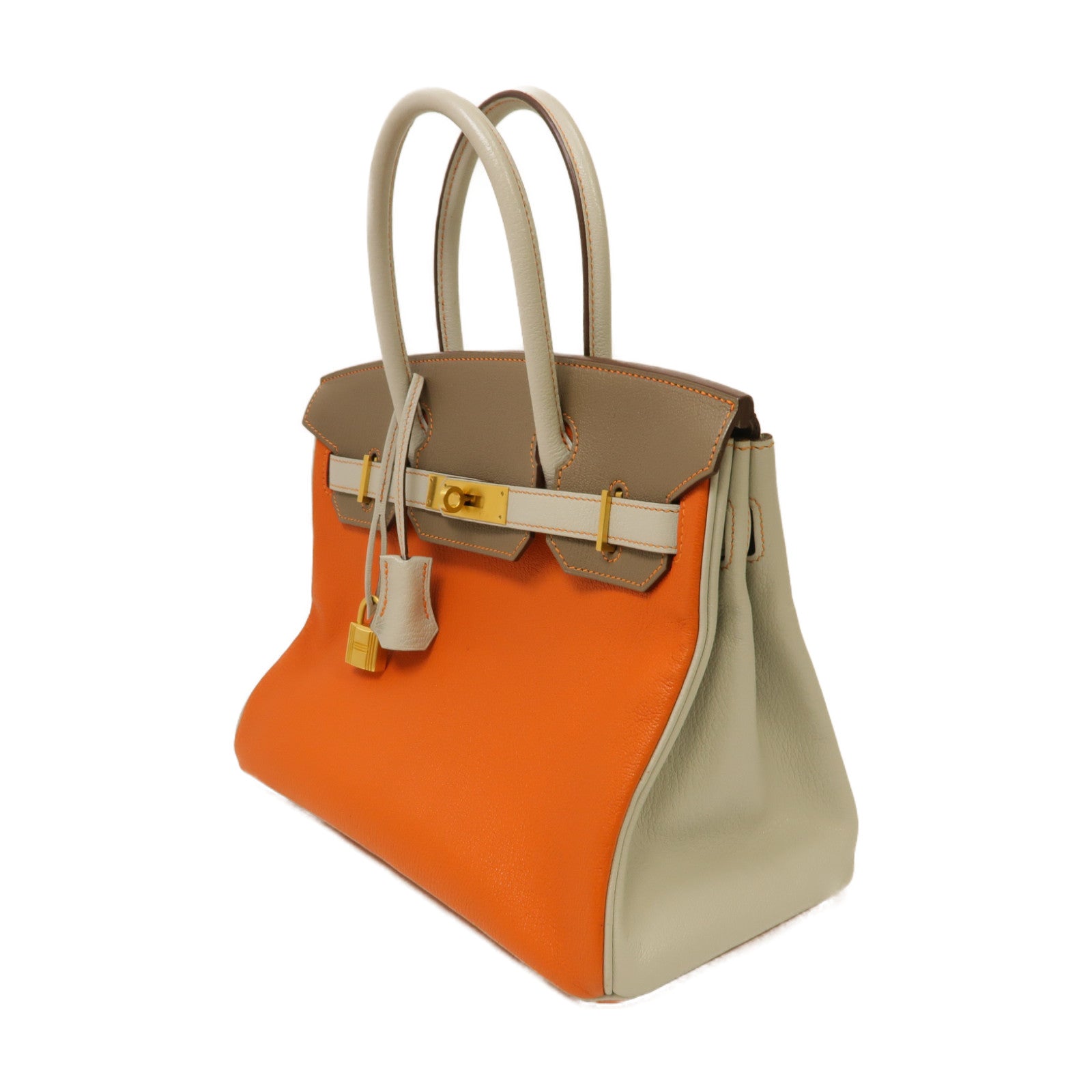 HERMES Chevre皮革Birkin 30金扣手挽袋大象灰色
