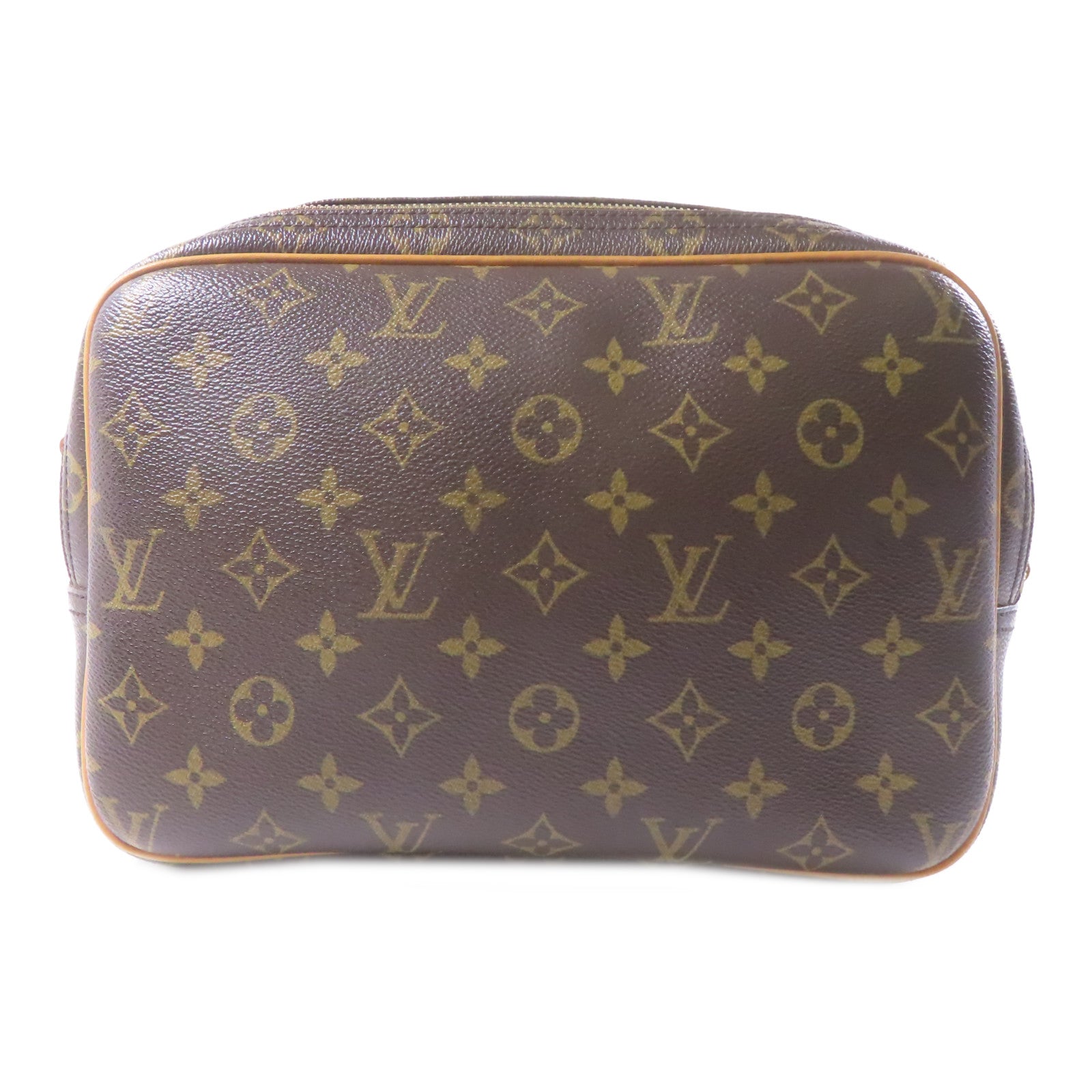 LOUIS VUITTON Monogram Reporter PM金扣肩背袋棕色