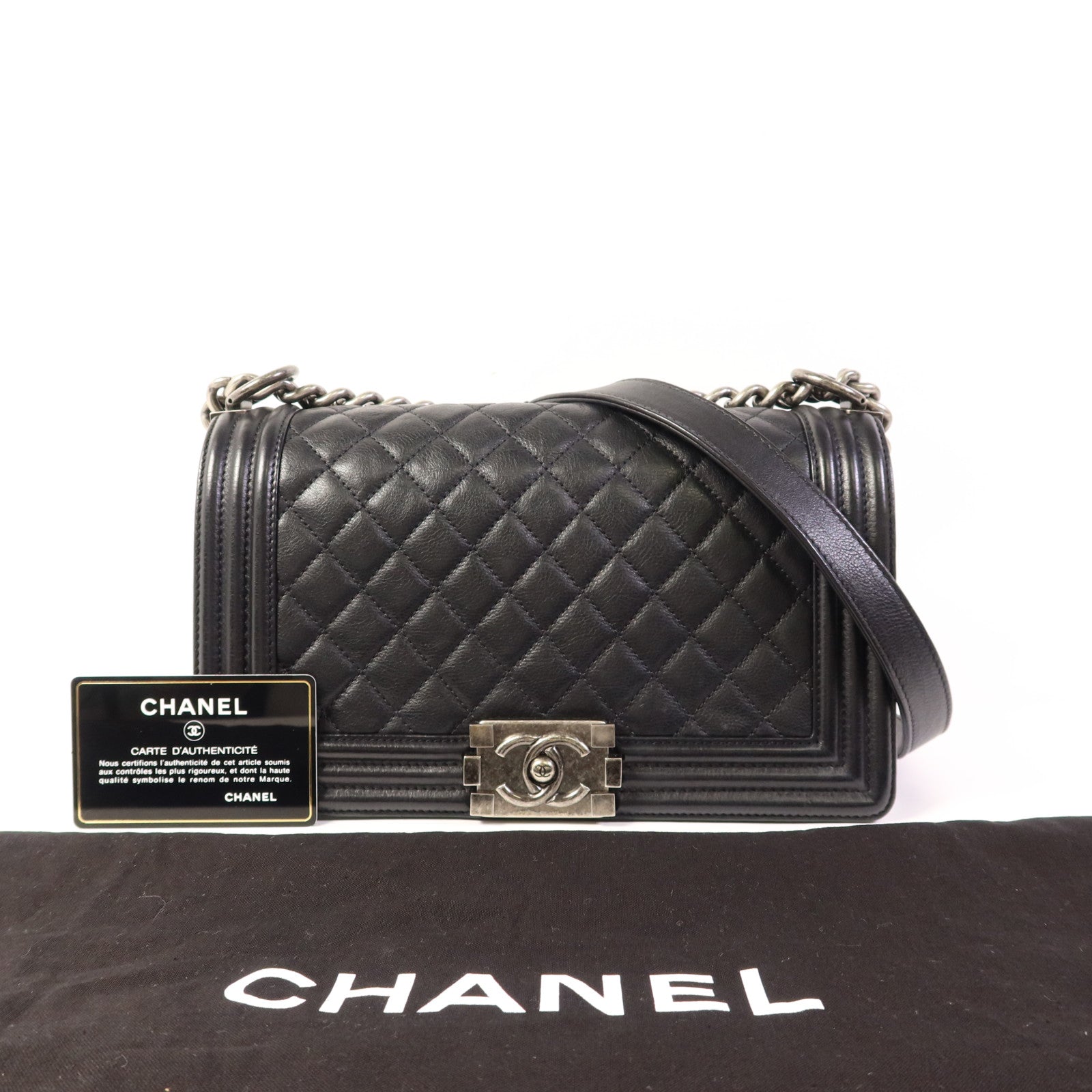 CHANEL 牛皮皮革Boy 25鏈帶肩背袋