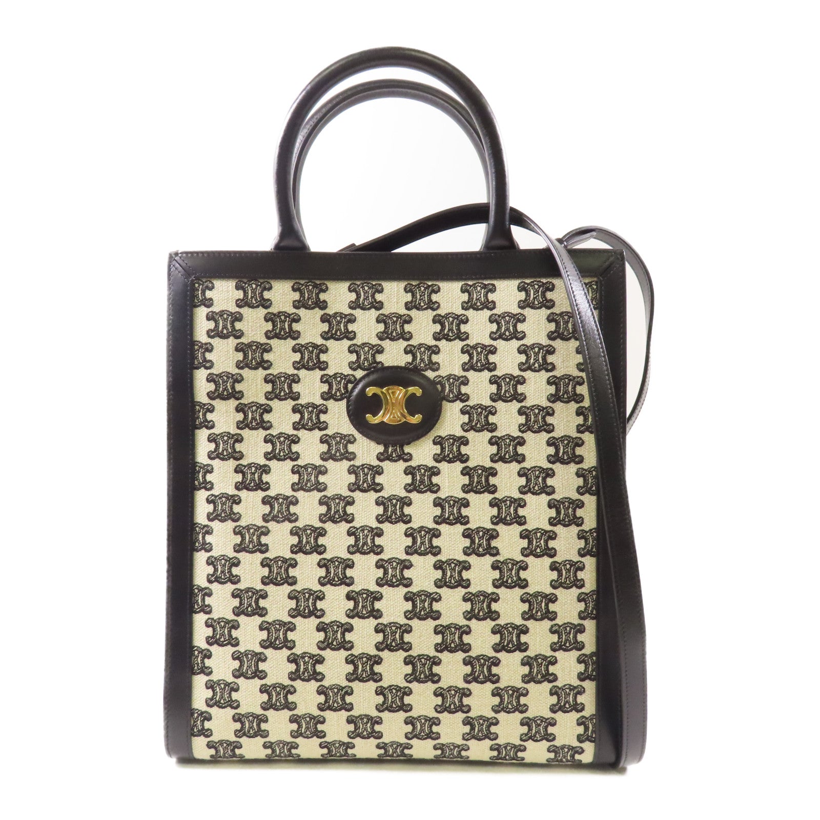 CELINE 【激減優惠】帆布/皮革2 Way Bag金扣手挽肩背兩用袋