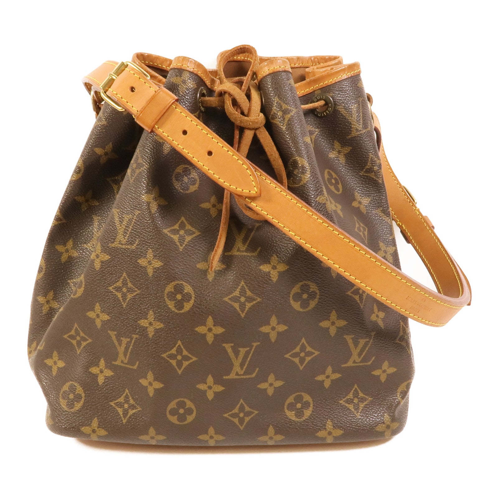 LOUIS VUITTON Monogram Petit Noe金扣肩背袋棕色