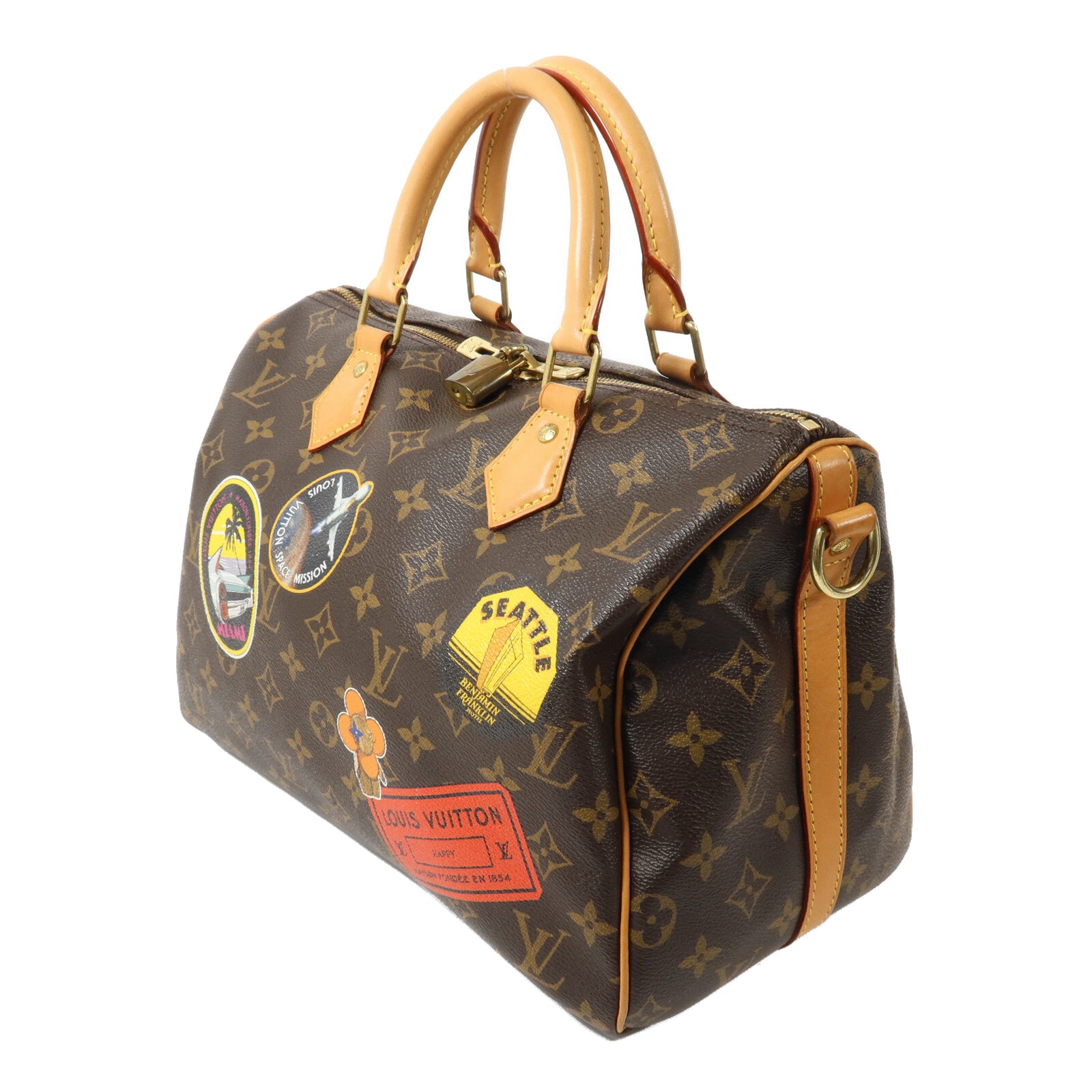 LOUIS VUITTON Monogram World Tour Speedy Bandouliere 30手挽肩背兩用袋