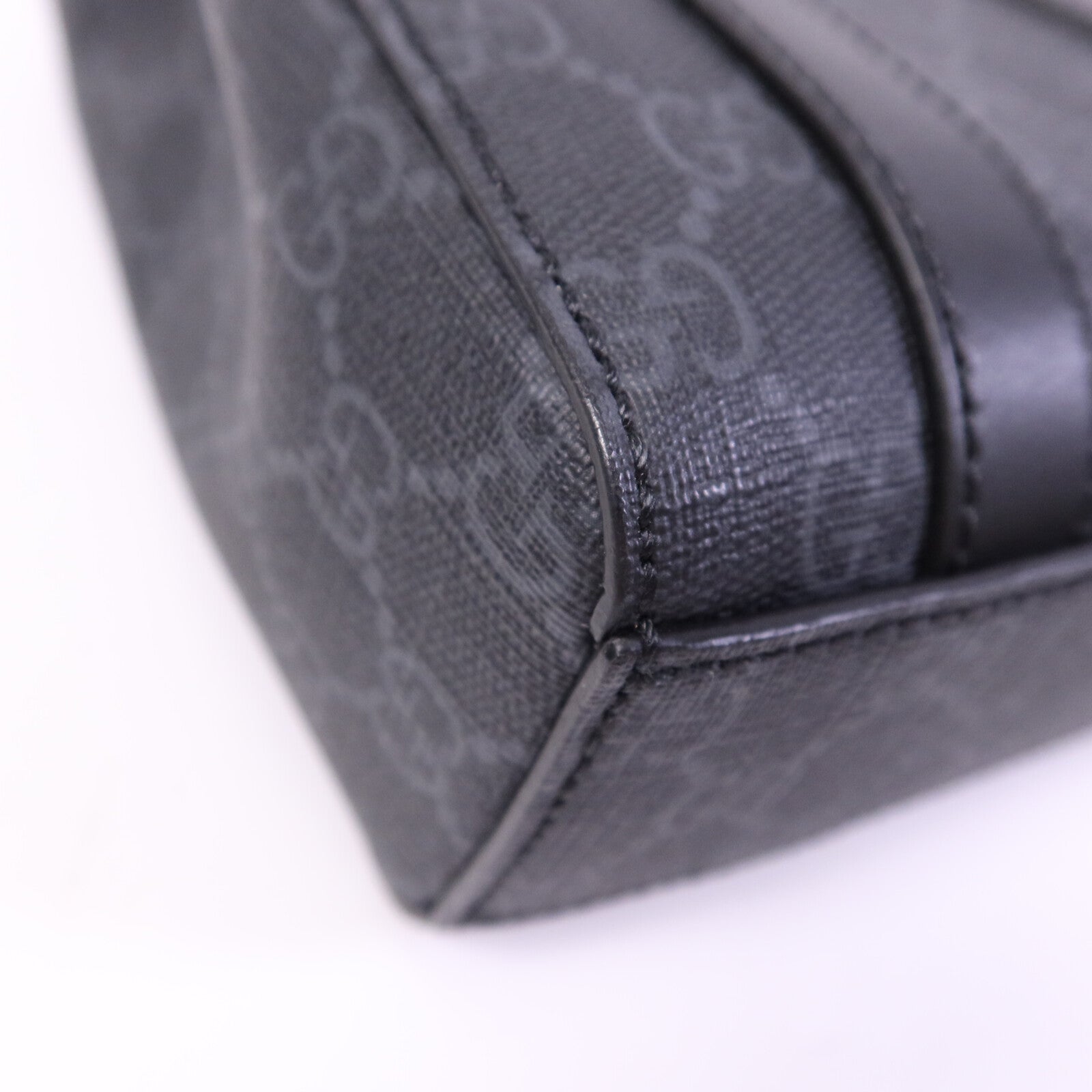 GUCCI 塗層帆布GG Supreme Mini銀扣手挽肩背兩用袋