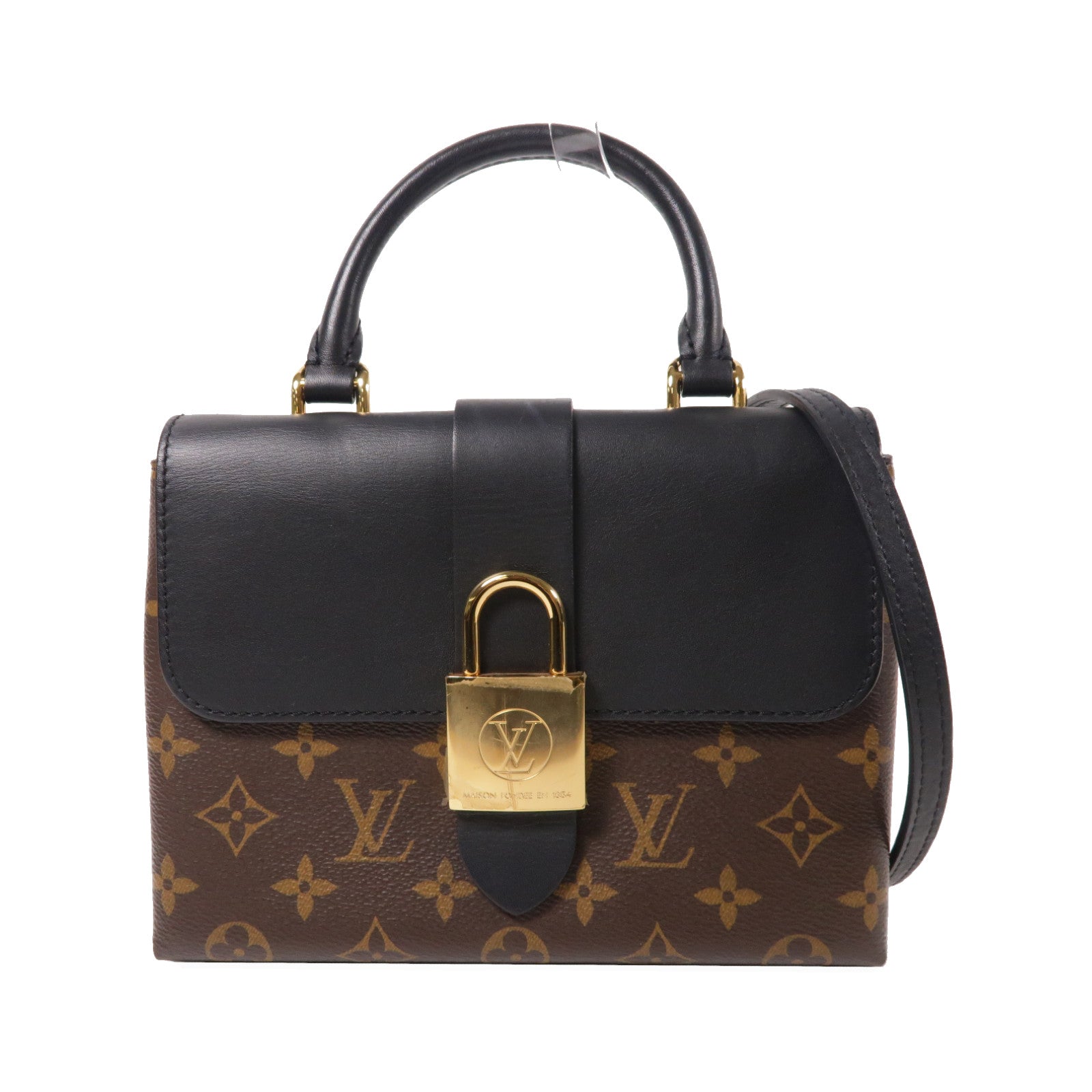LOUIS VUITTON Monogram/牛皮皮革LockyBB金扣手挽肩背兩用袋黑色