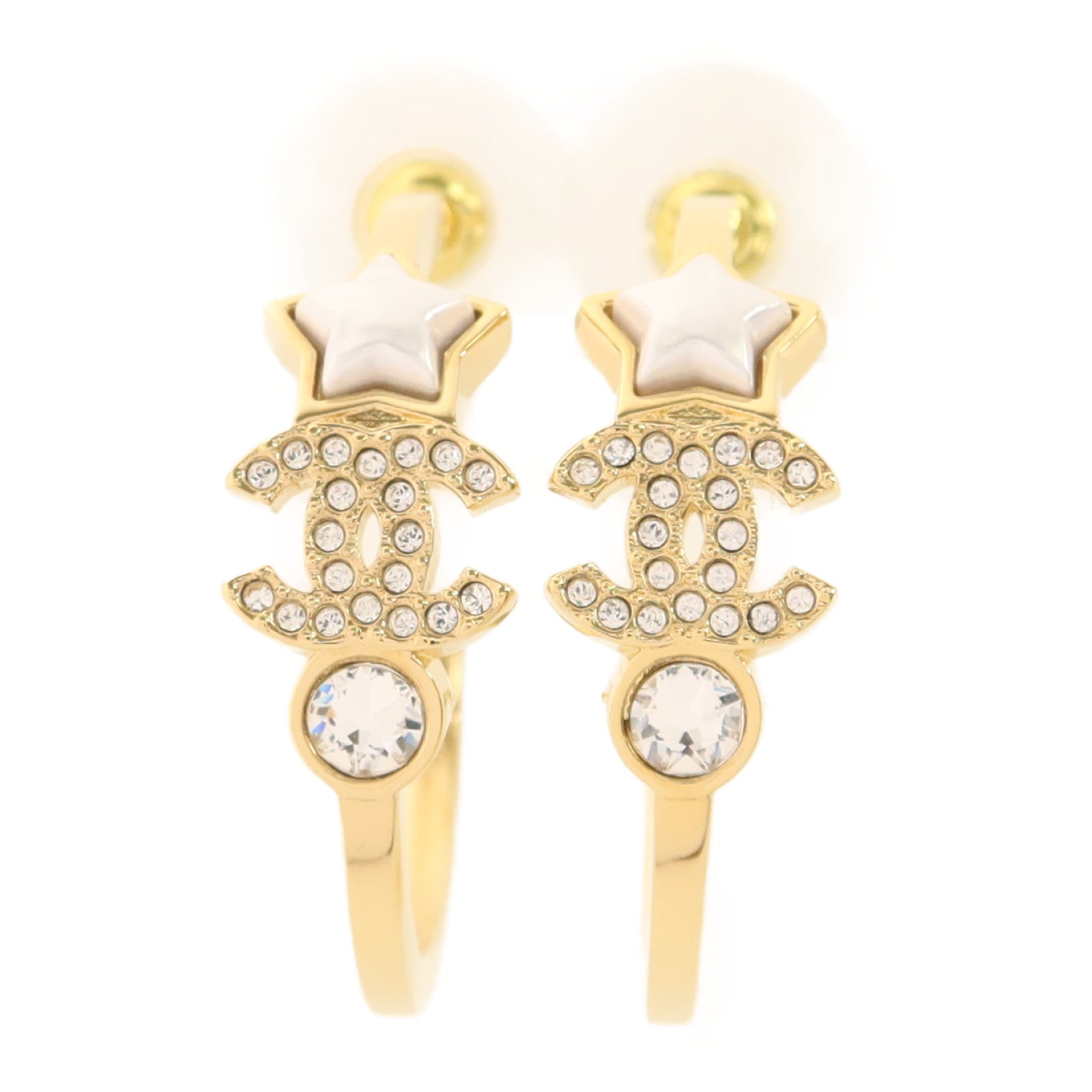 CHANEL 金屬/水晶Pierced Earring耳環
