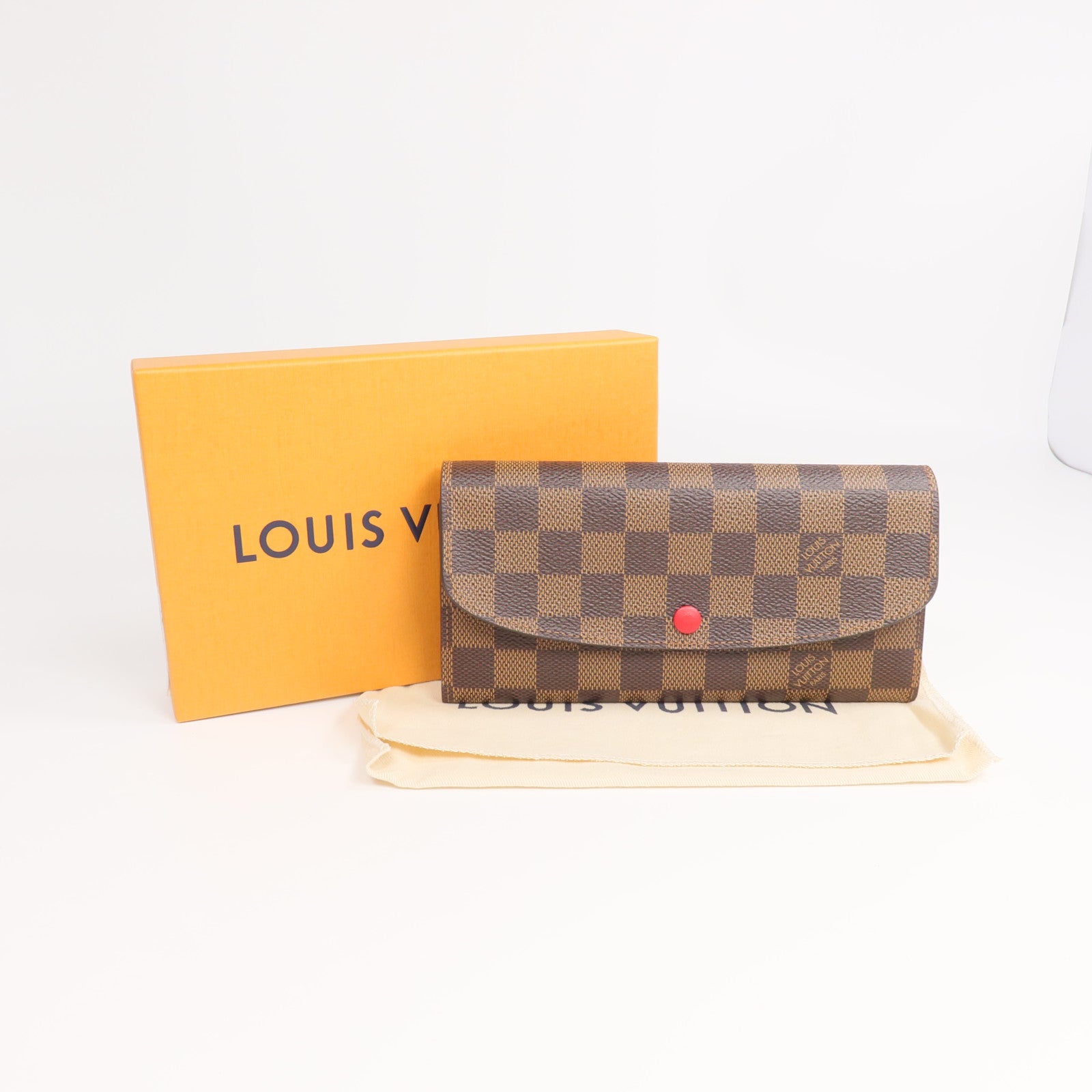 LOUIS VUITTON Damier Portefeuille Emilie Long Wallet金扣長錢包