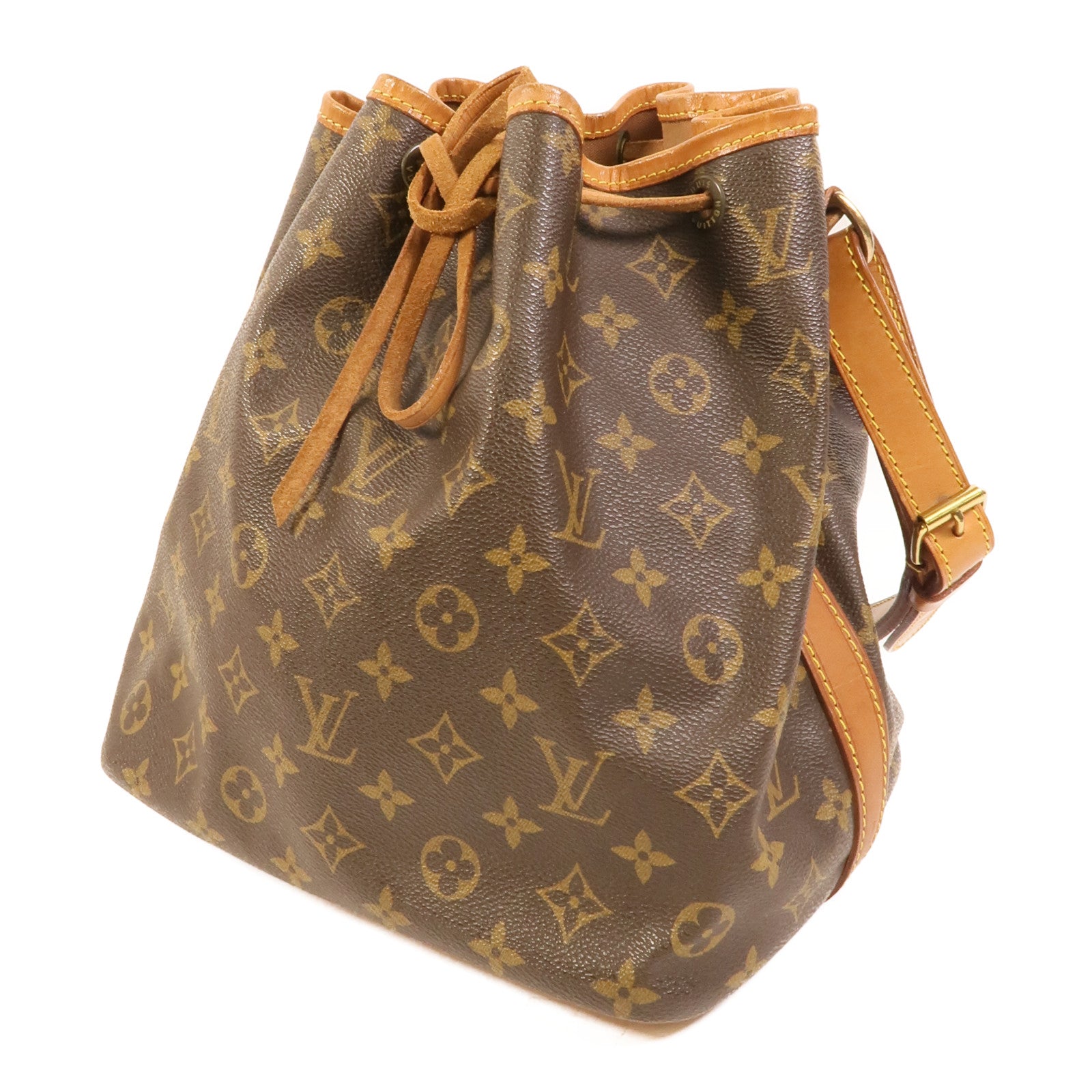 LOUIS VUITTON Monogram Petit Noe金扣肩背袋棕色