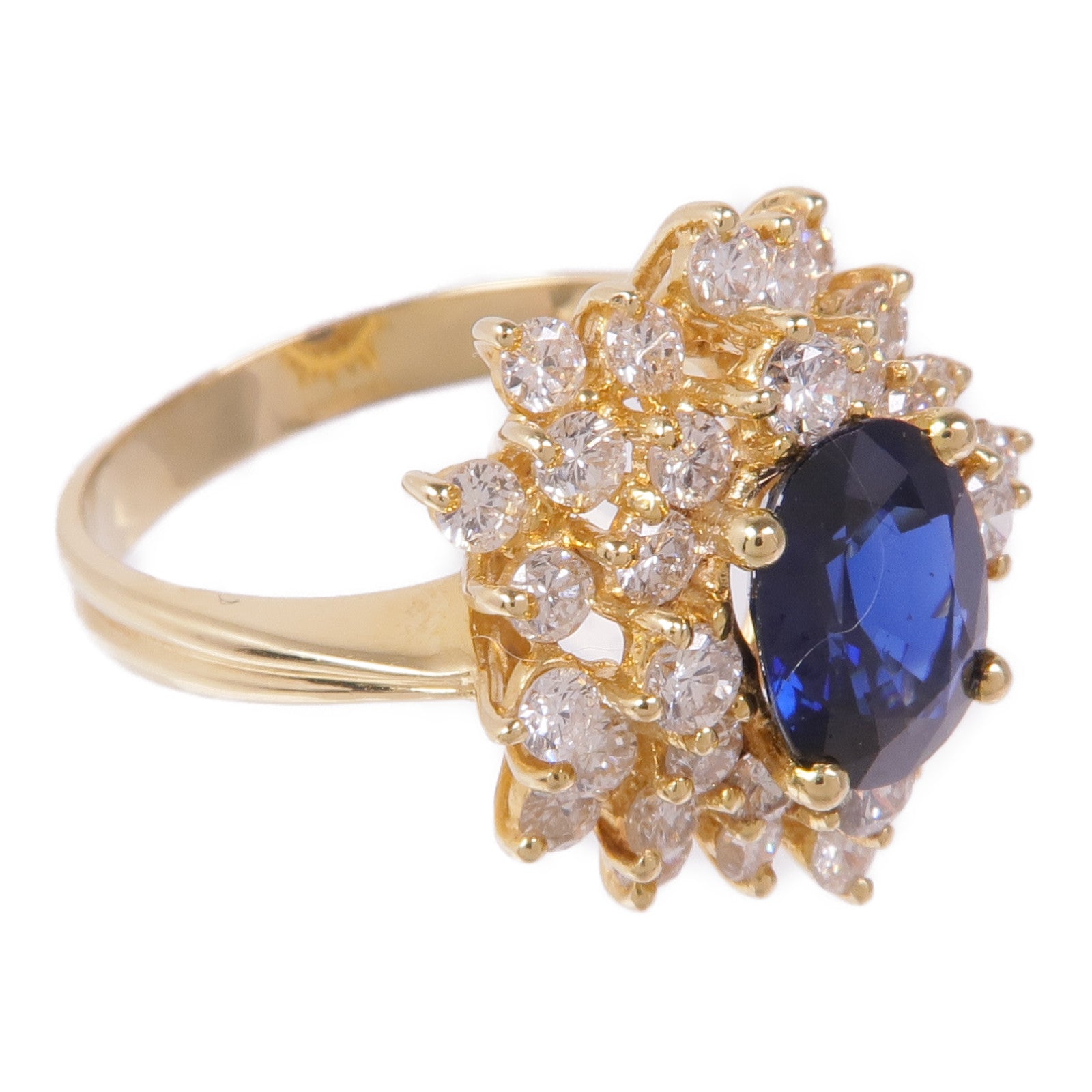 JEWELRY 【激減優惠】18K黃金Sapphire/Diamond Ring藍寶石/鑽石戒指US#9