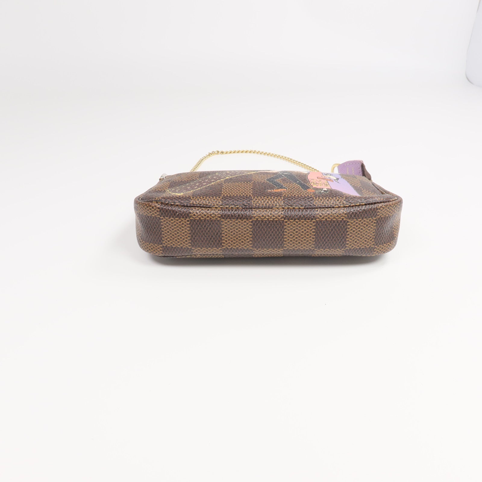 LOUIS VUITTON Damier Mini Pochette Accessoire金扣拉鏈手挽袋