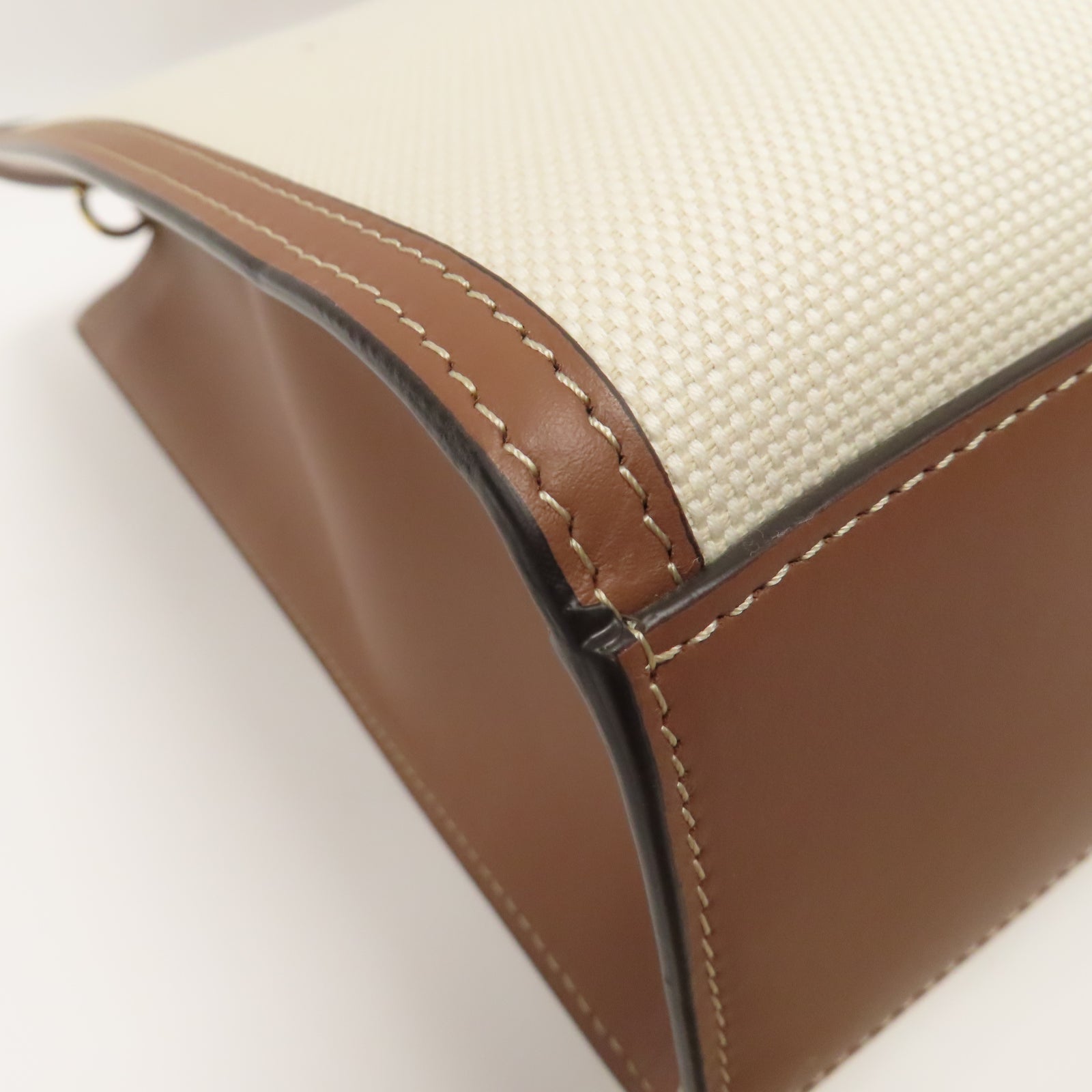 BURBERRY 帆布2Way Shoulder金扣手挽肩背兩用袋白色/啡色