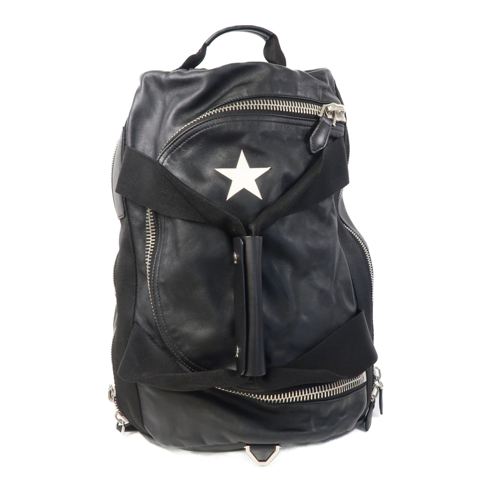 GIVENCHY 【激減優惠】羊皮皮革2 Way Star Backpack銀扣背包黑色