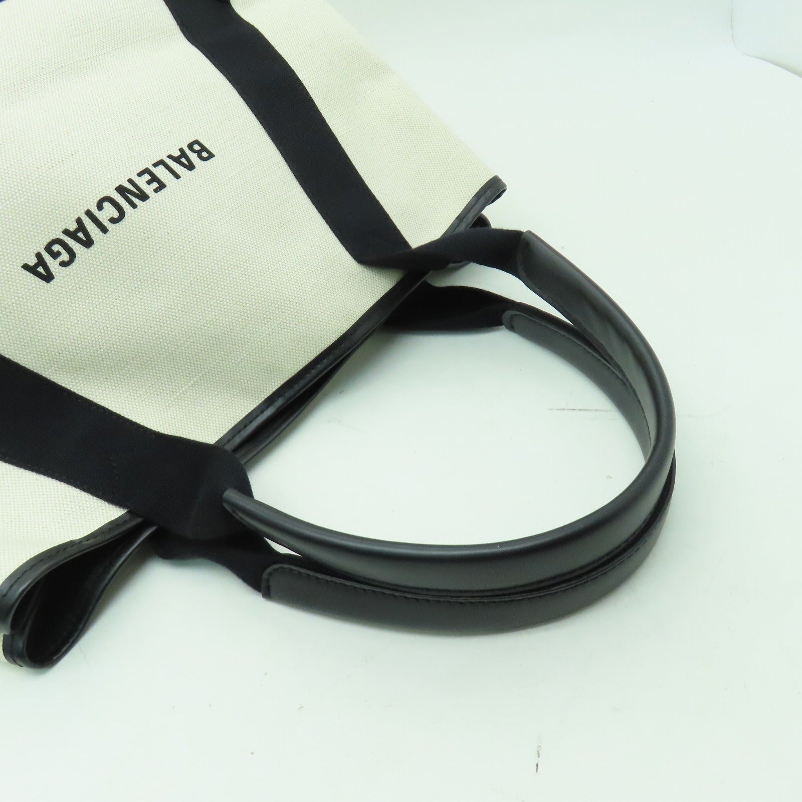 BALENCIAGA 【激減優惠】帆布Tote Bag銀扣手挽袋白色/黑色