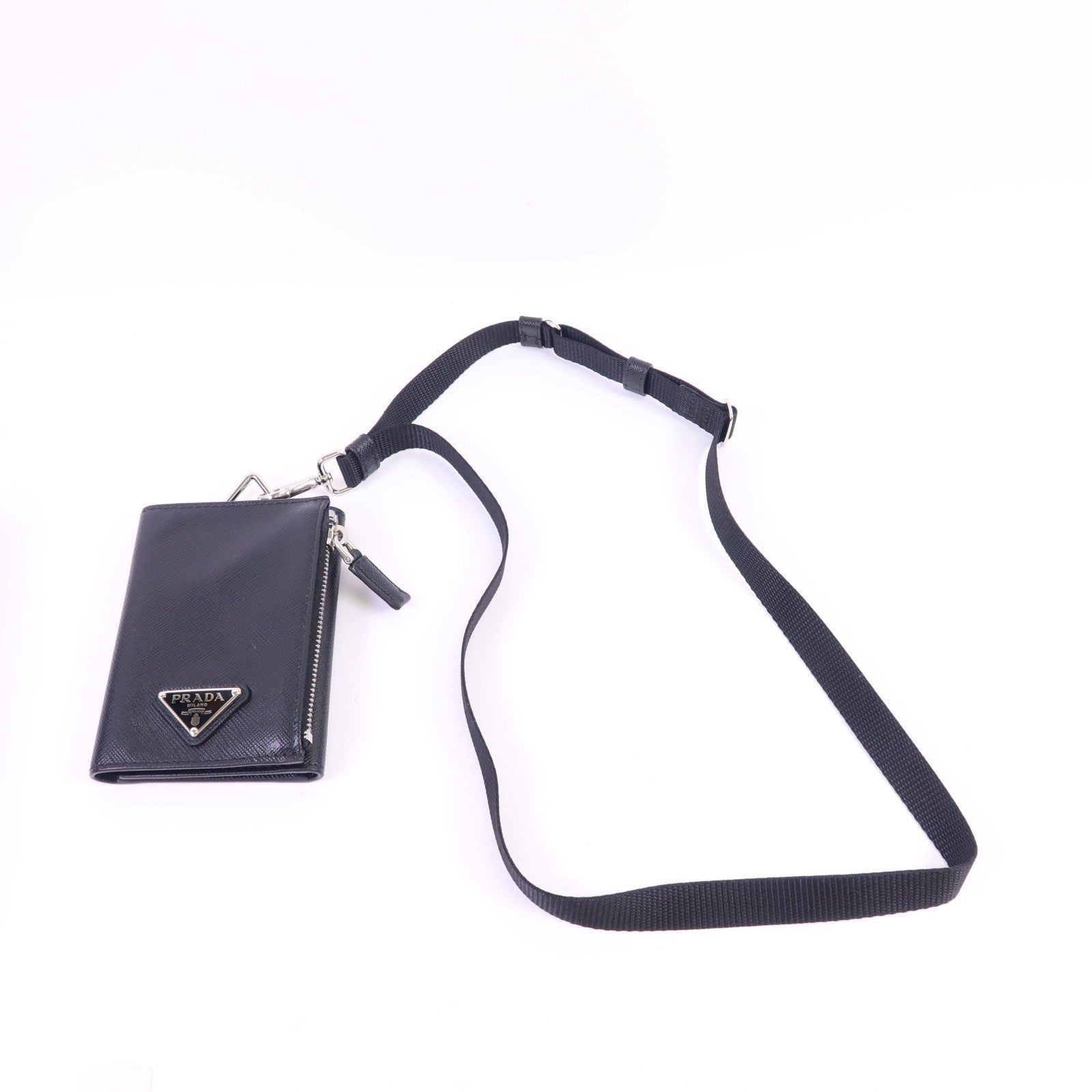 PRADA Saffiano皮革Trifold Wallet銀扣錢包