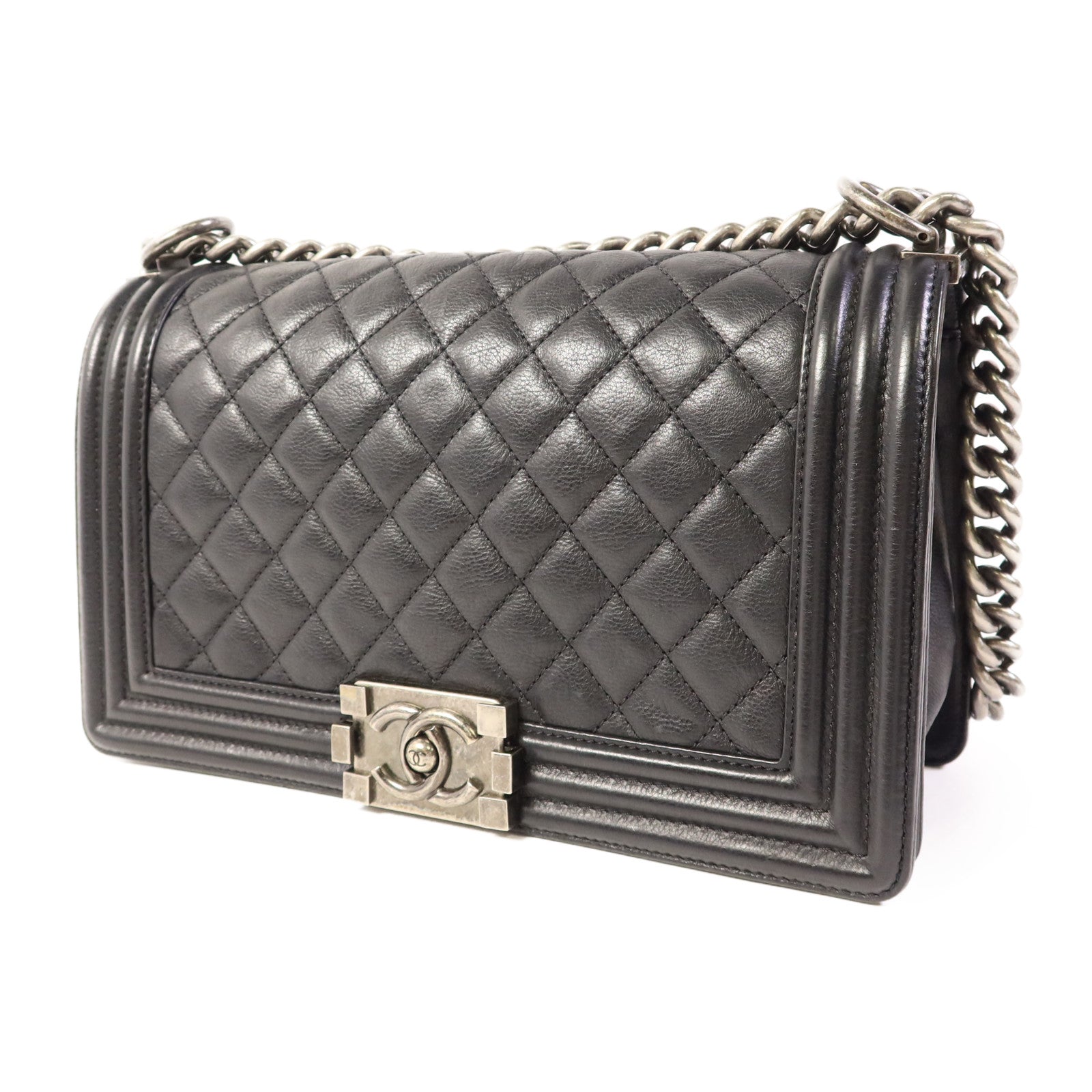 CHANEL 牛皮皮革Boy 25鏈帶肩背袋