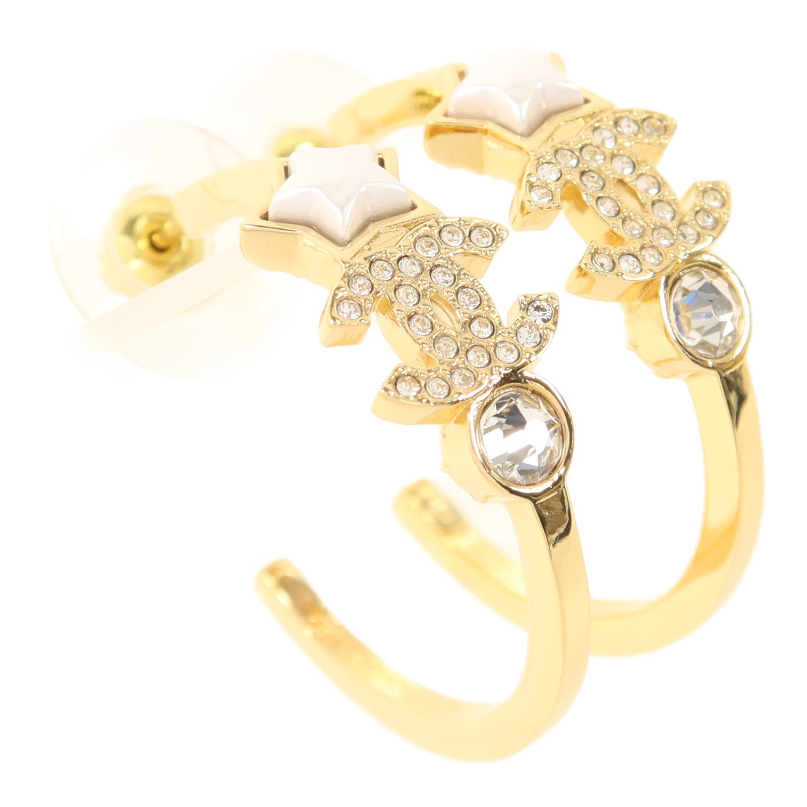 CHANEL 金屬/水晶Pierced Earring耳環