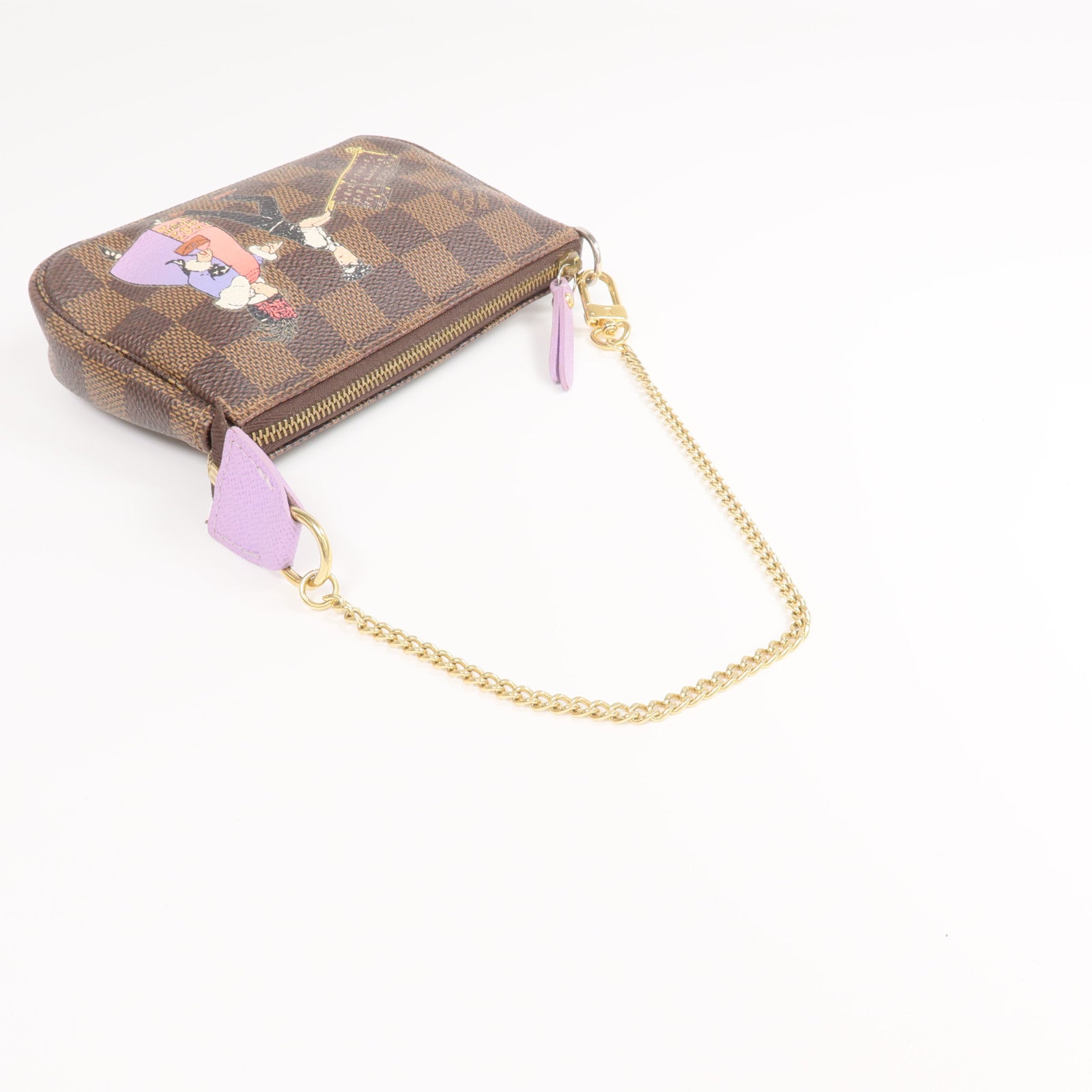 LOUIS VUITTON Damier Mini Pochette Accessoire金扣拉鏈手挽袋