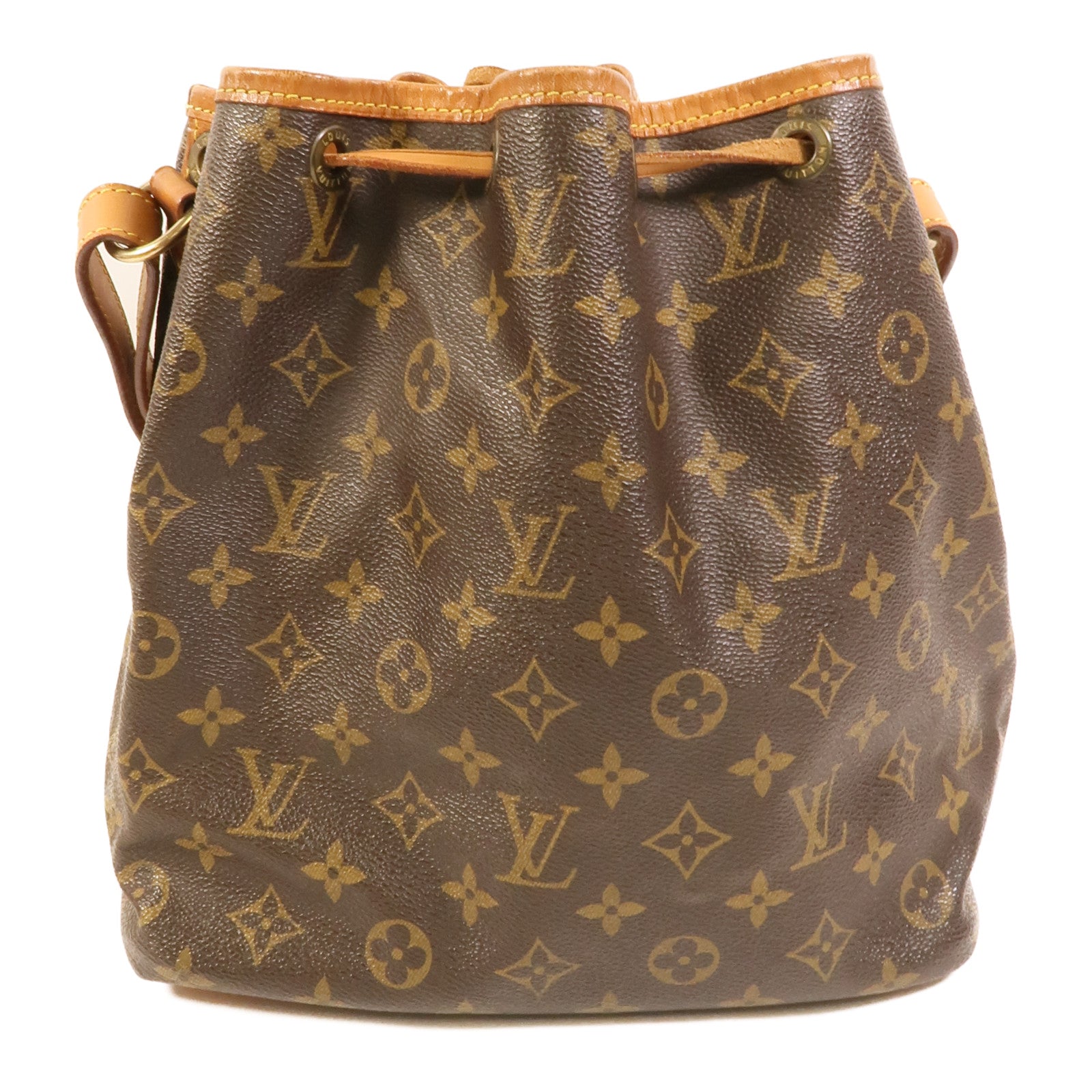 LOUIS VUITTON Monogram Petit Noe金扣肩背袋棕色