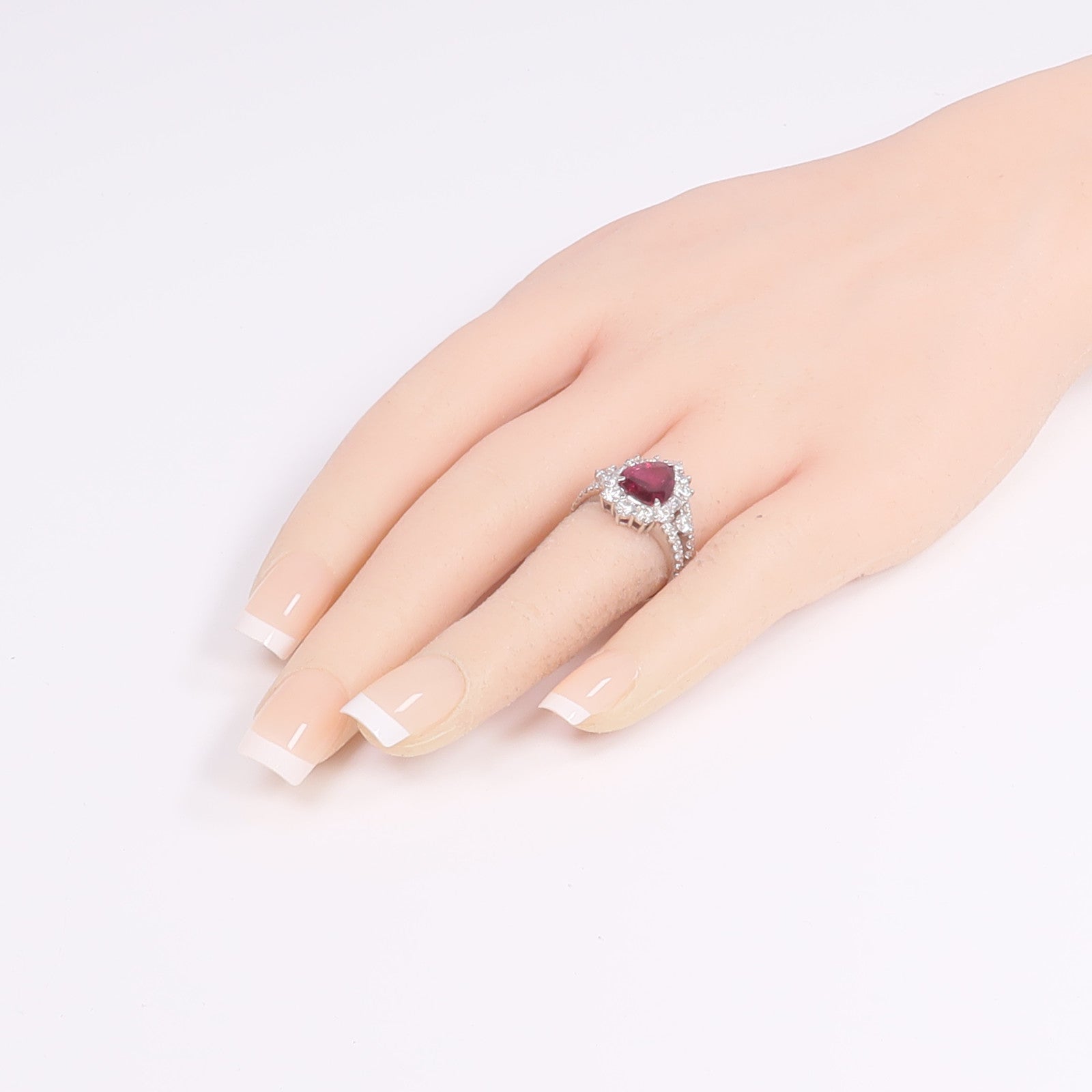 JEWELRY PT900鉑金Ruby Diamond Ring紅寶石/鑽石戒指