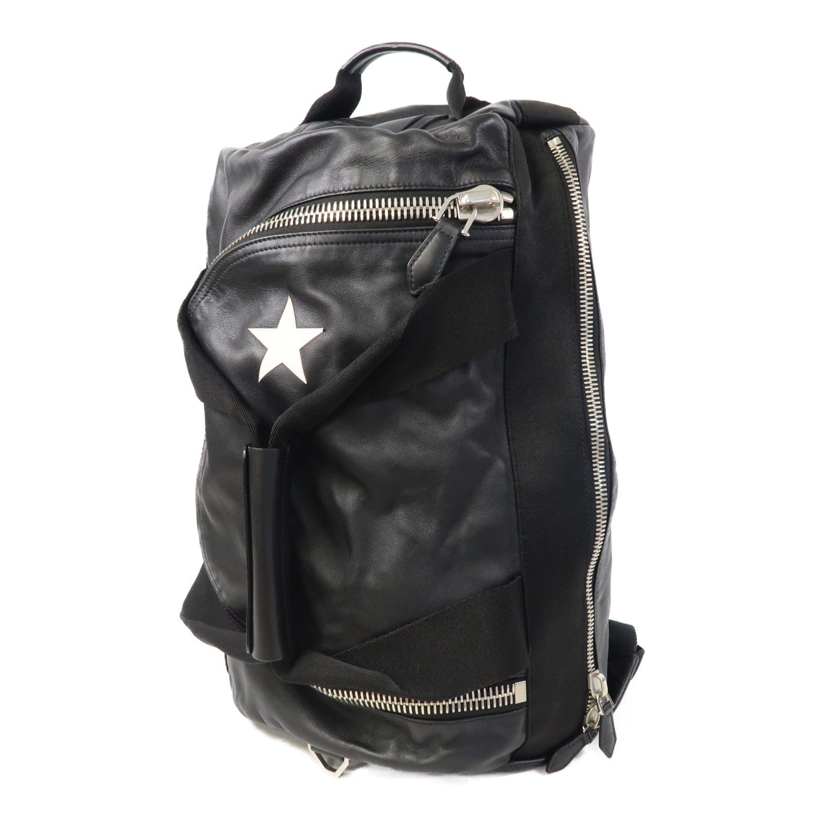 GIVENCHY 【激減優惠】羊皮皮革2 Way Star Backpack銀扣背包黑色