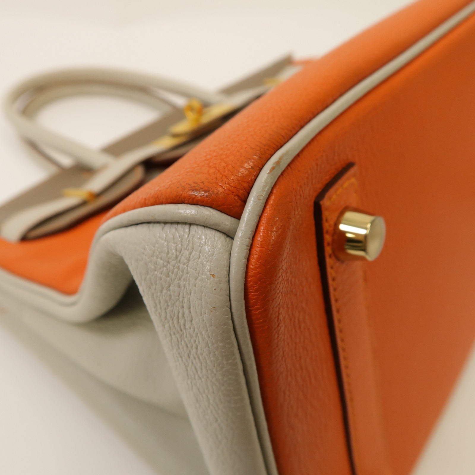 HERMES Chevre皮革Birkin 30金扣手挽袋大象灰色