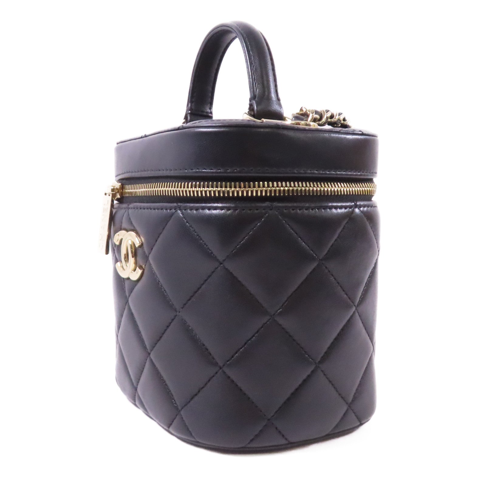 CHANEL CC GHW Trendy CC Vanity Case 2 Way Shoulder Bag Lambskin Leather Black