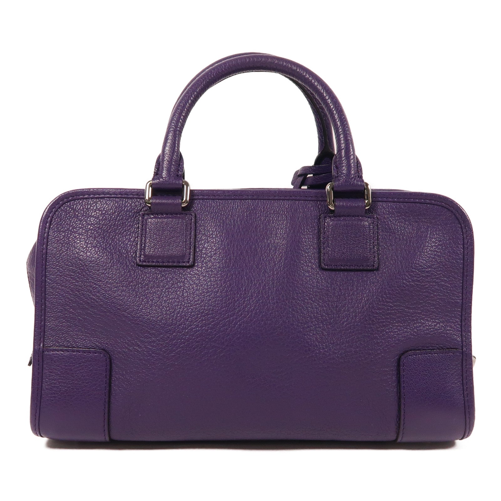 LOEWE 牛皮皮革Amazona銀扣手挽袋紫色